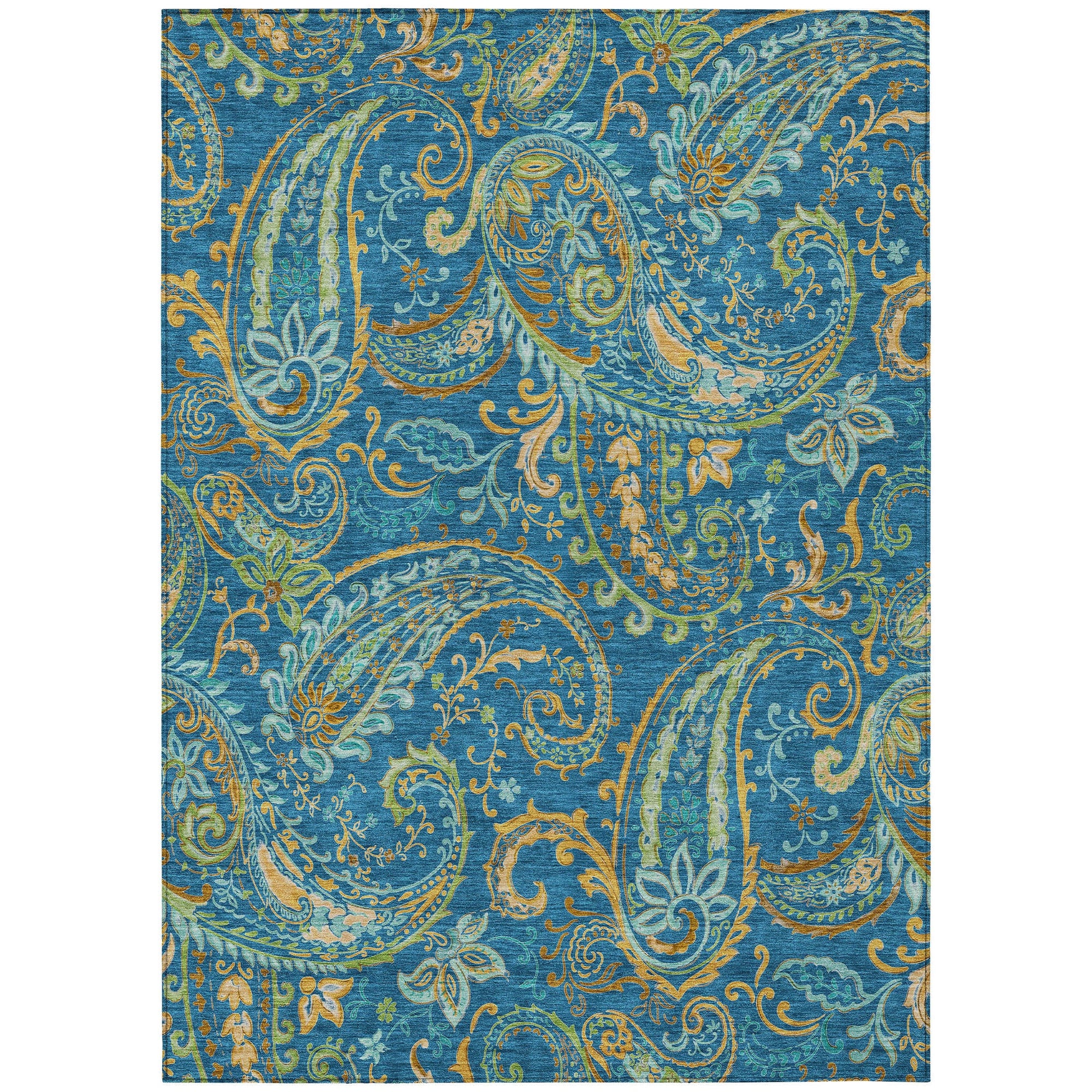 Addison Rugs Paisley Blue Washable Indoor-Outdoor Rug