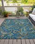 Addison Rugs Paisley Blue Washable Indoor-Outdoor Rug
