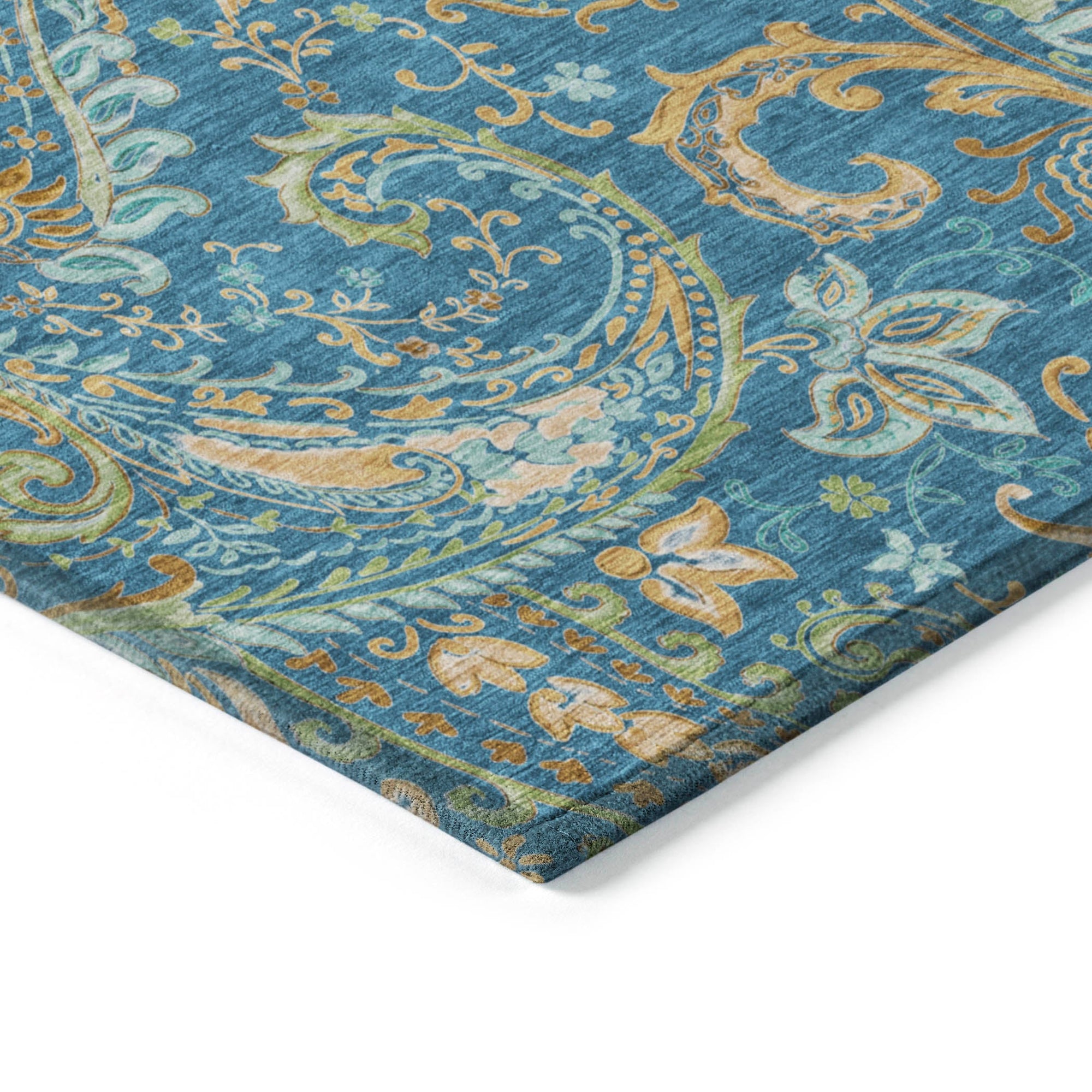 Addison Rugs Paisley Blue Washable Indoor-Outdoor Rug