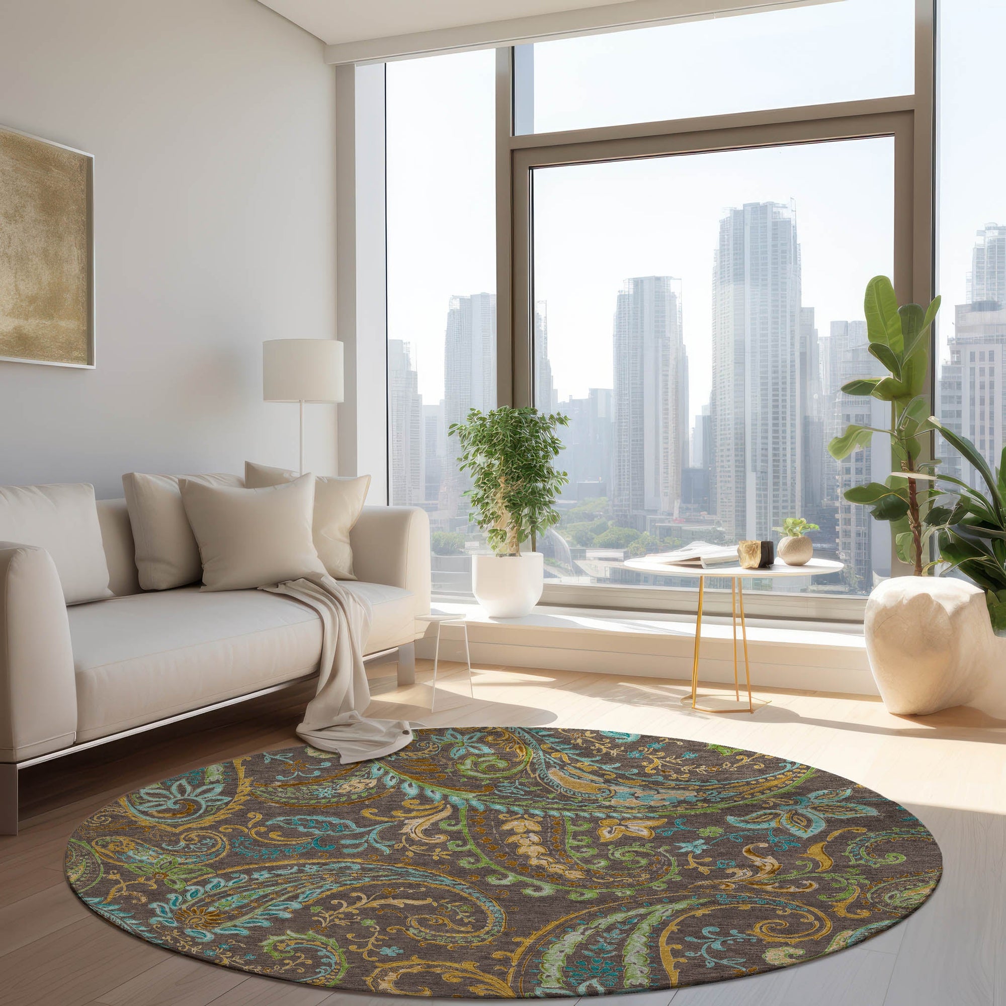 Addison Rugs Paisley Brown Washable Indoor-Outdoor Rug