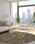 Addison Rugs Paisley Brown Washable Indoor-Outdoor Rug