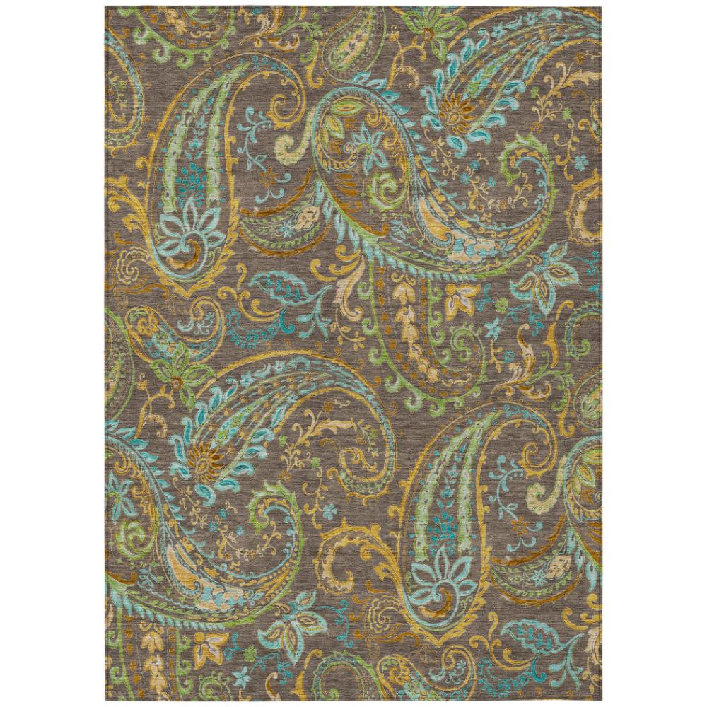 Addison Rugs Paisley Brown Washable Indoor-Outdoor Rug