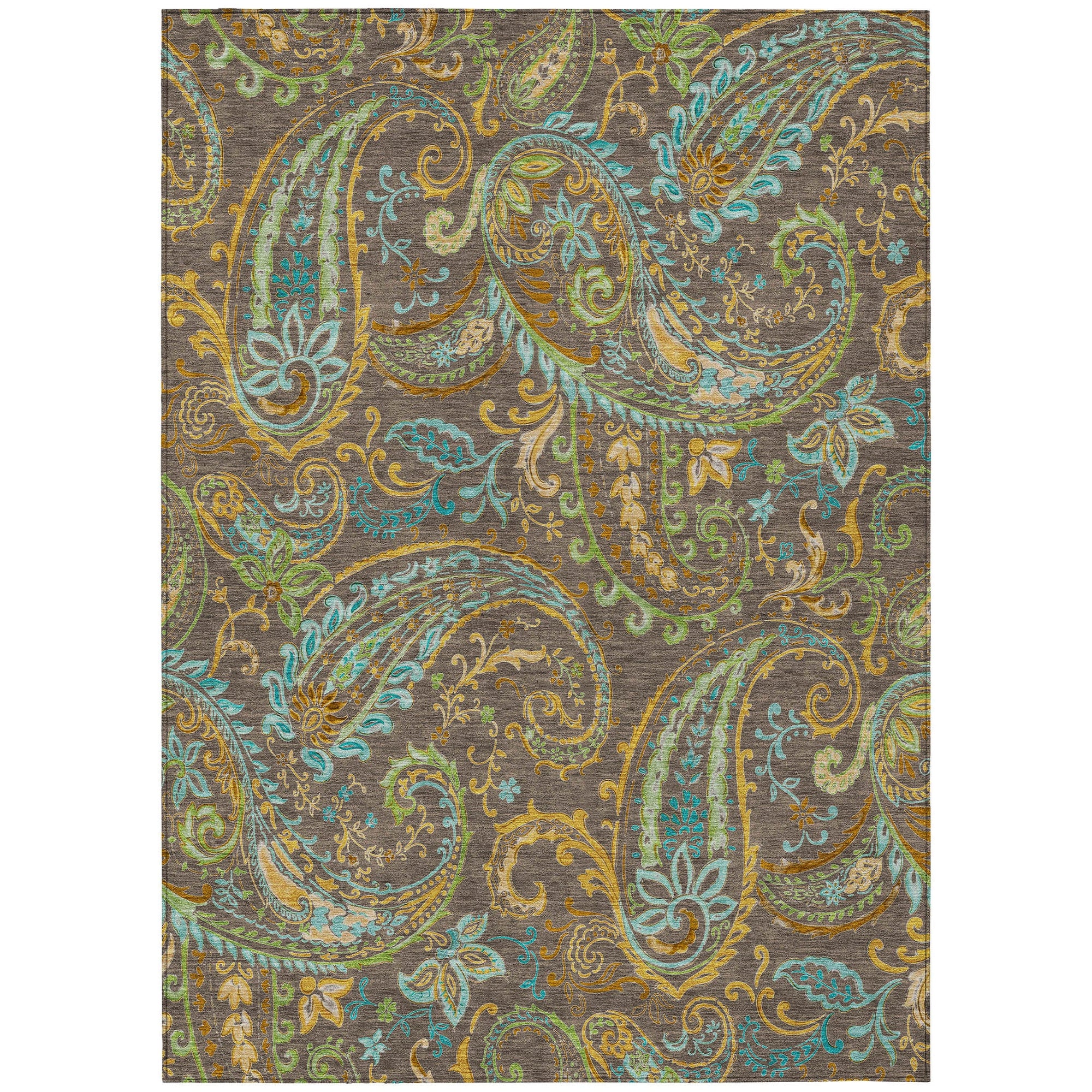 Addison Rugs Paisley Brown Washable Indoor-Outdoor Rug