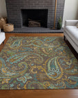 Addison Rugs Paisley Brown Washable Indoor-Outdoor Rug