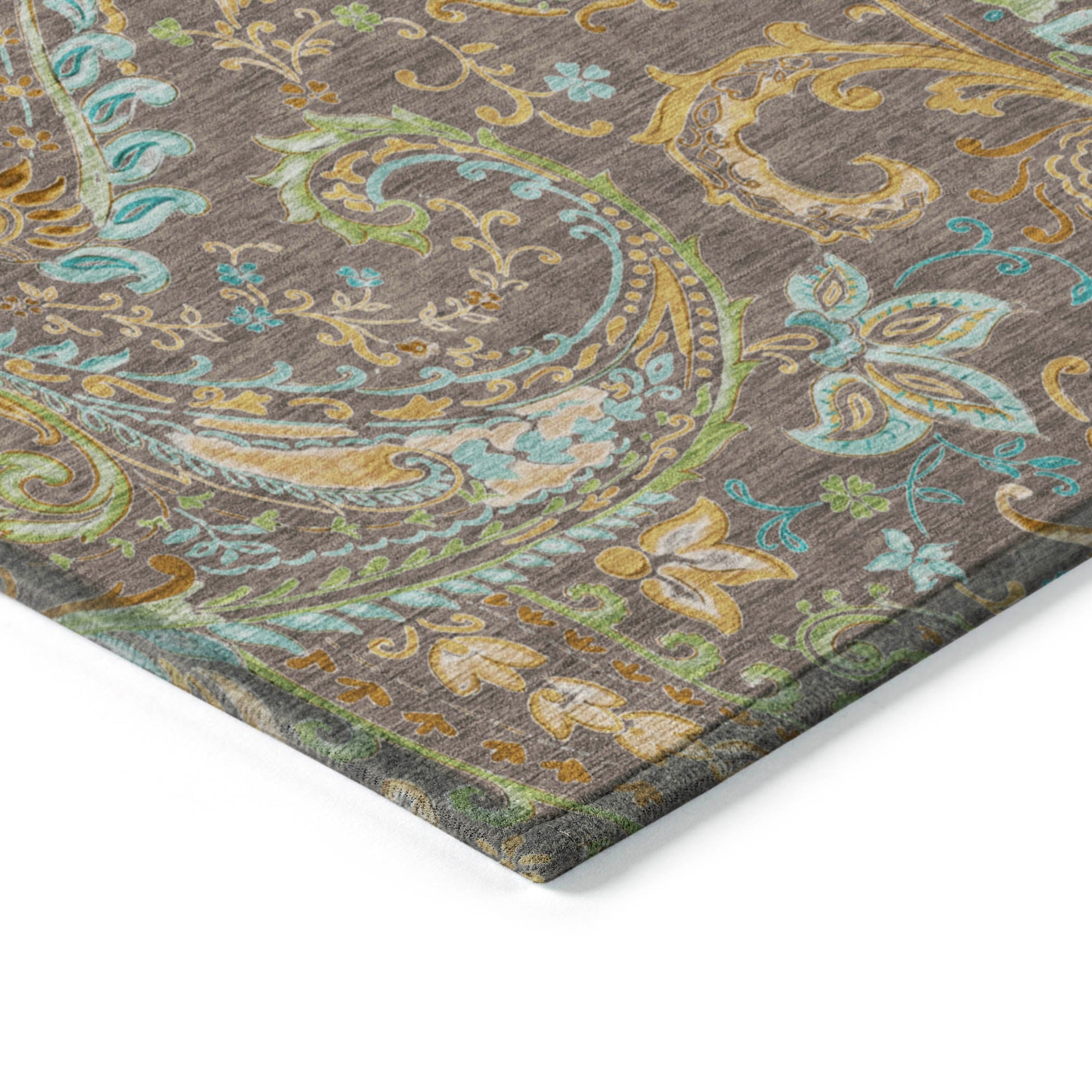 Addison Rugs Paisley Brown Washable Indoor-Outdoor Rug