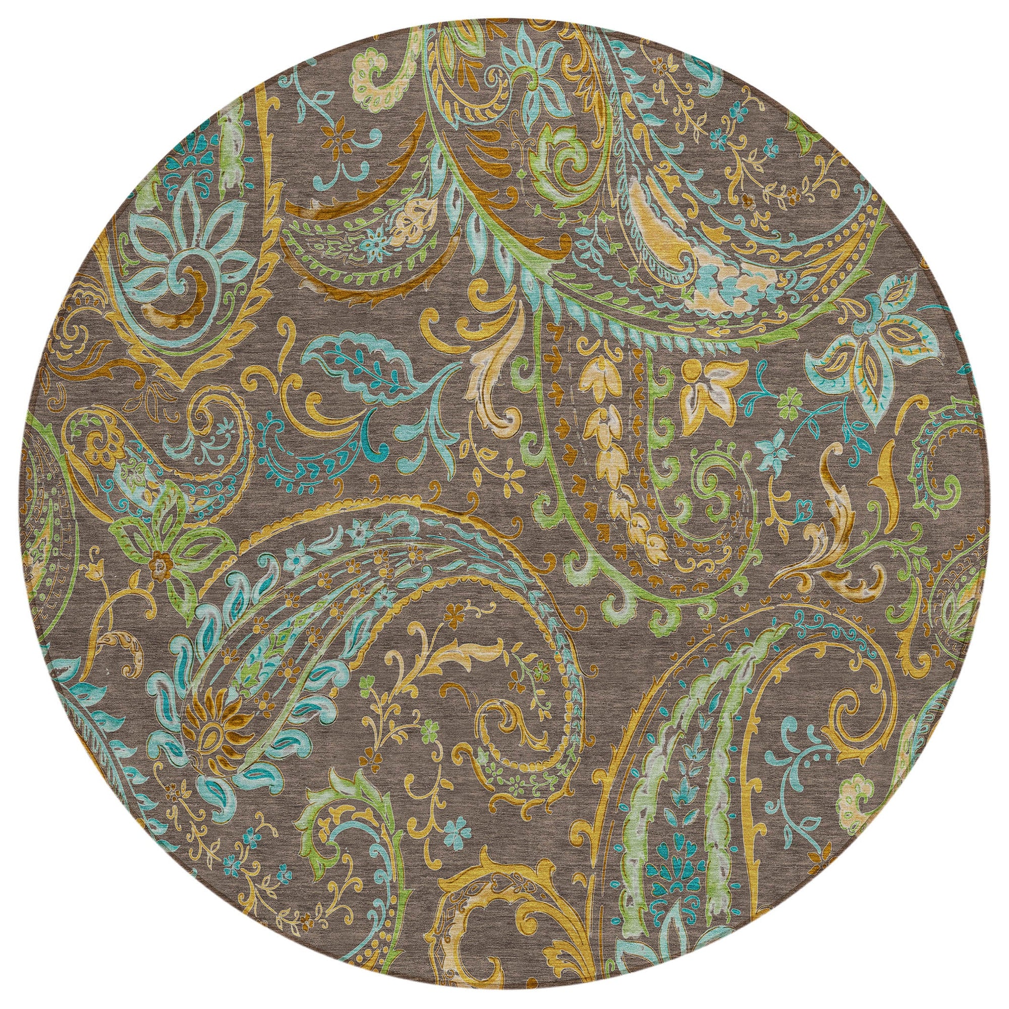 Addison Rugs Paisley Brown Washable Indoor-Outdoor Rug