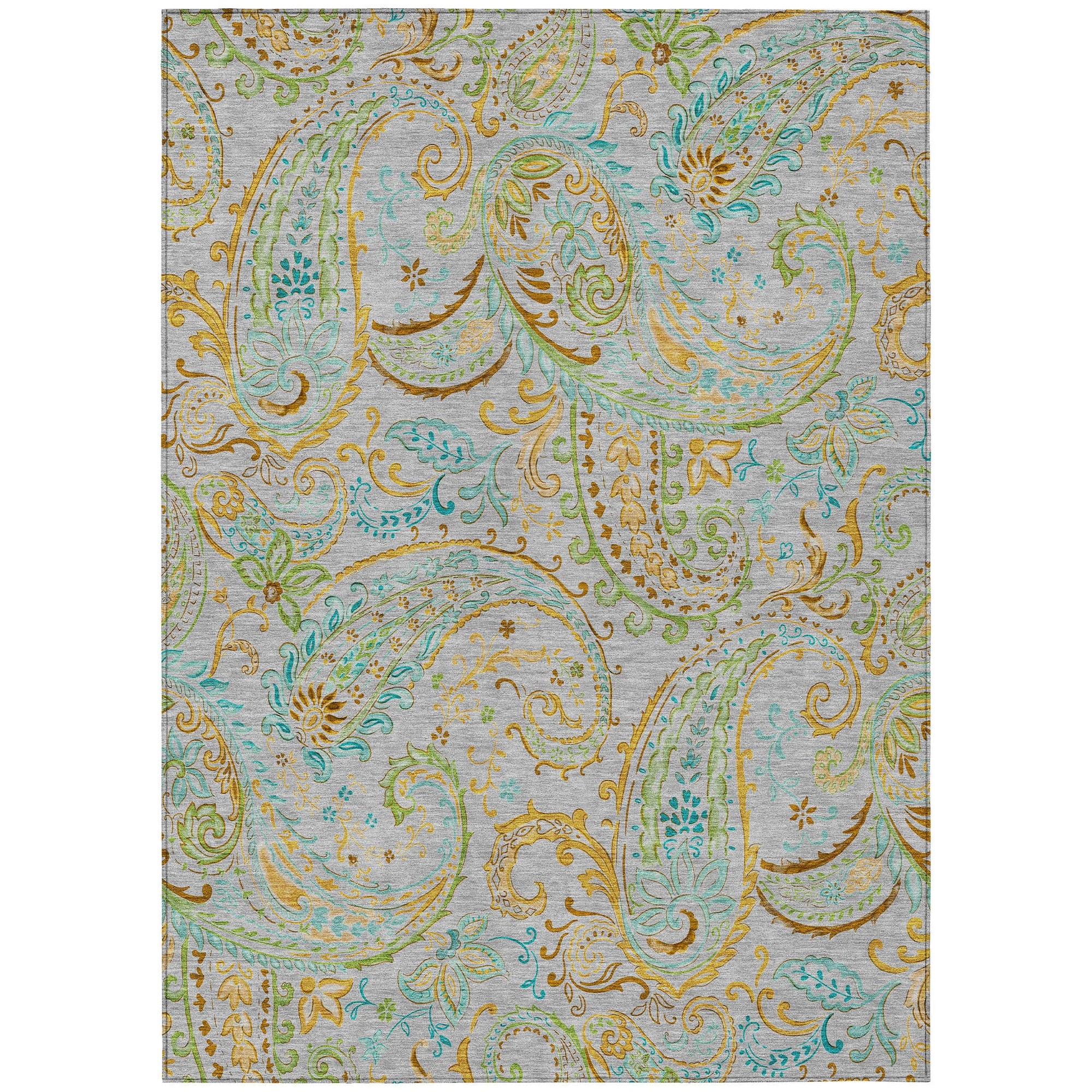 Addison Rugs Paisley Grey Washable Indoor-Outdoor Rug