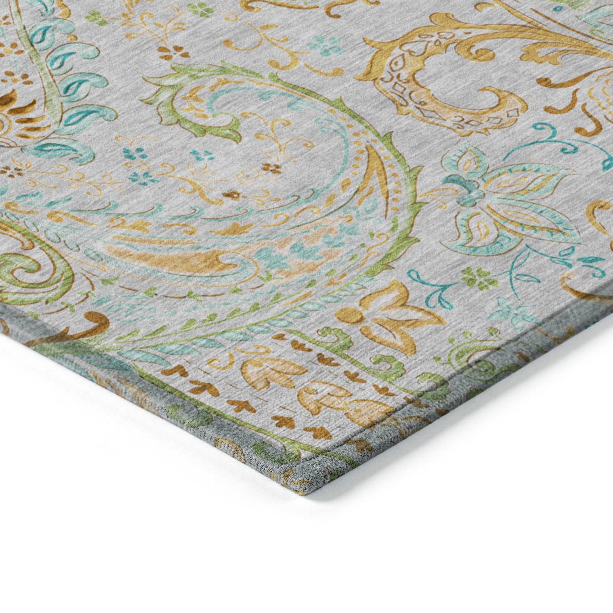 Addison Rugs Paisley Grey Washable Indoor-Outdoor Rug