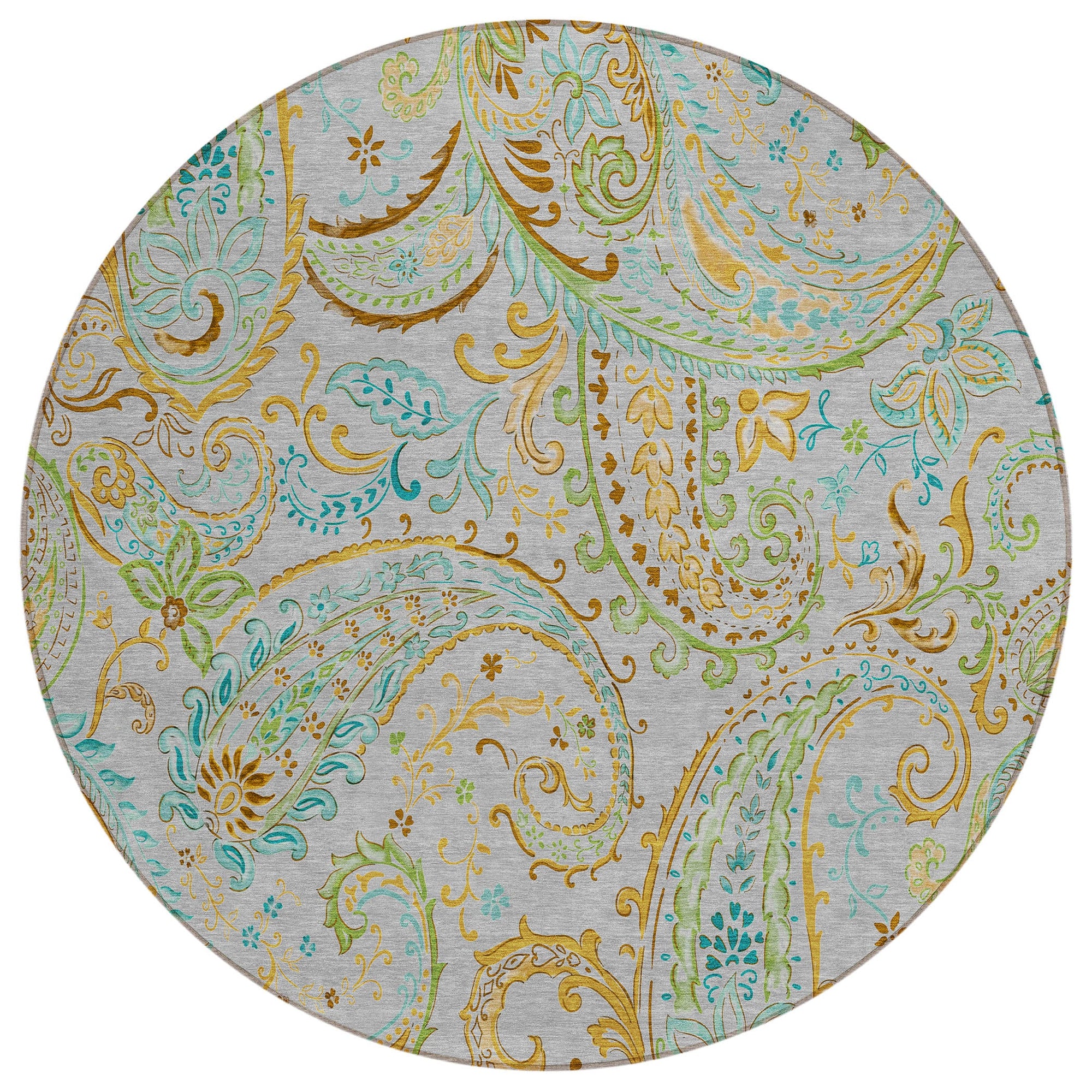 Addison Rugs Paisley Grey Washable Indoor-Outdoor Rug