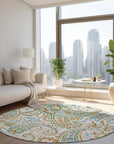 Addison Rugs Paisley Ivory Washable Indoor-Outdoor Rug