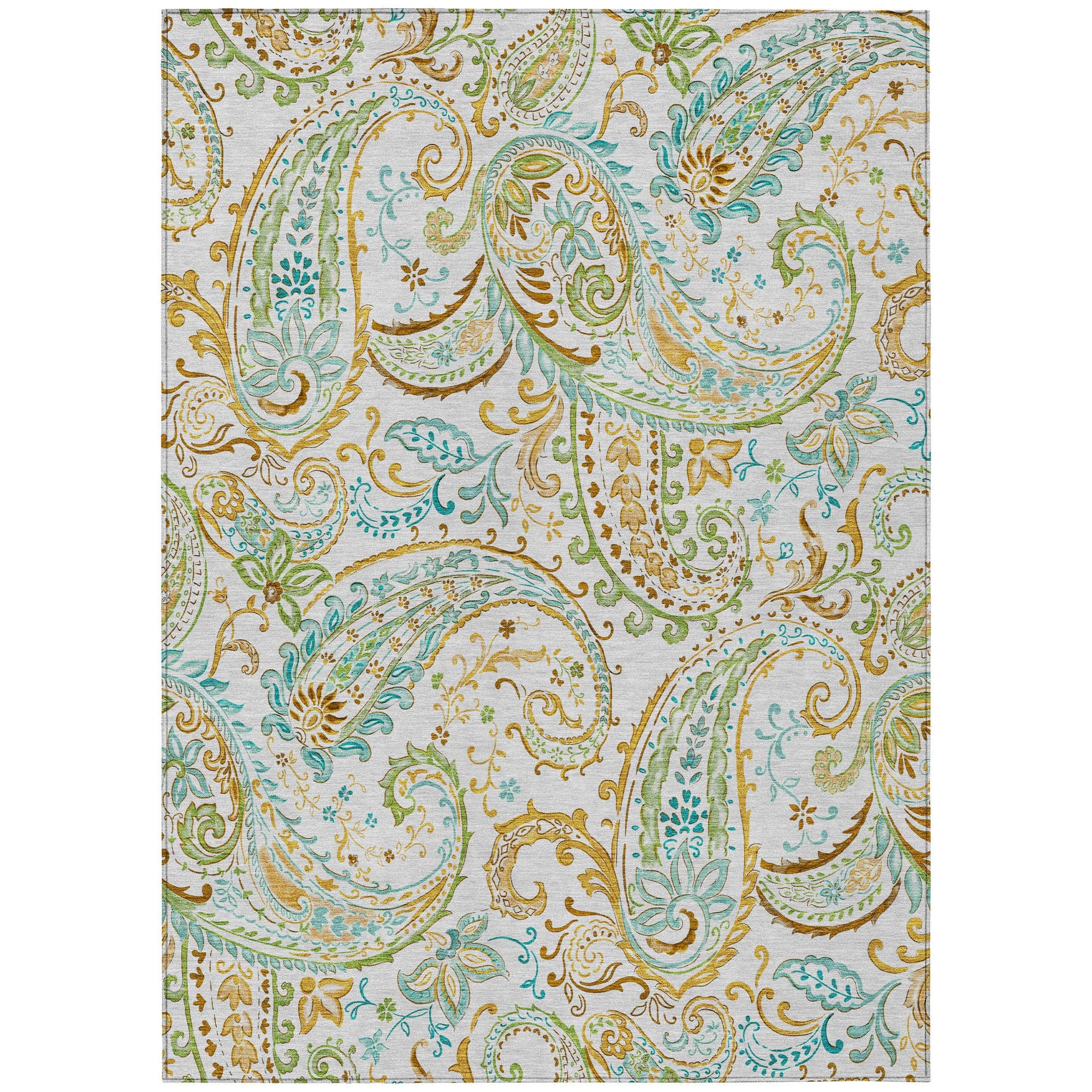 Addison Rugs Paisley Ivory Washable Indoor-Outdoor Rug