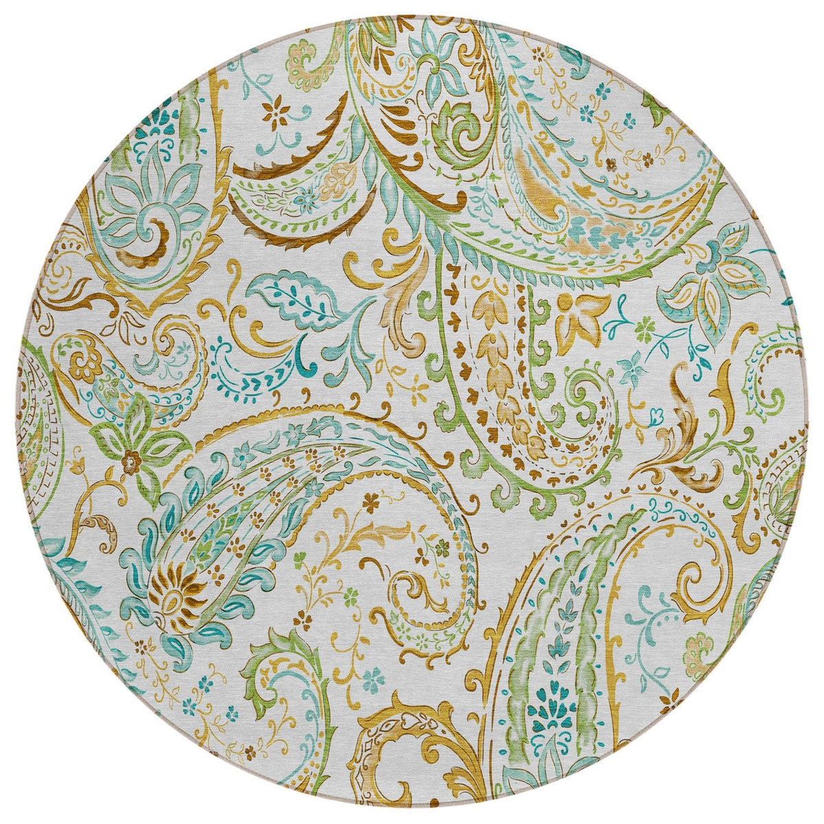 Addison Rugs Paisley Ivory Washable Indoor-Outdoor Rug