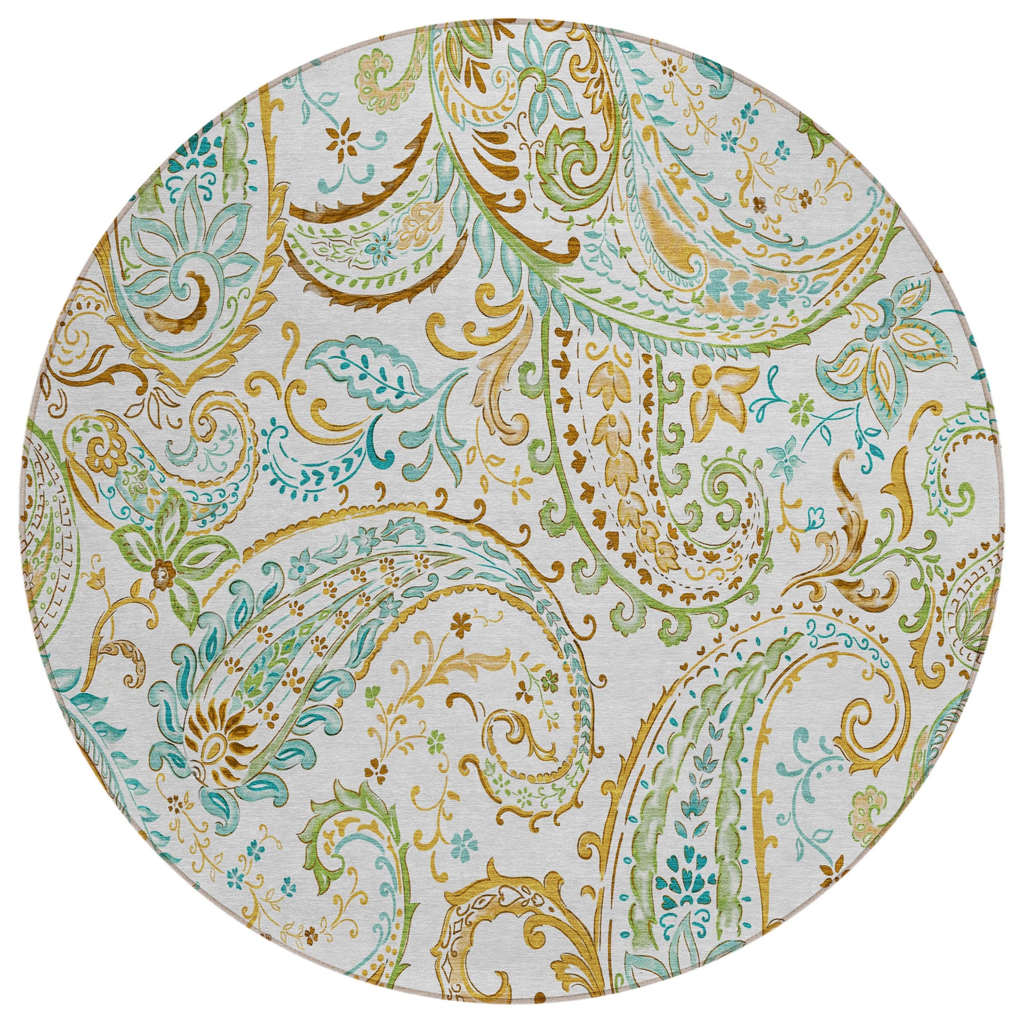 Addison Rugs Paisley Ivory Washable Indoor-Outdoor Rug