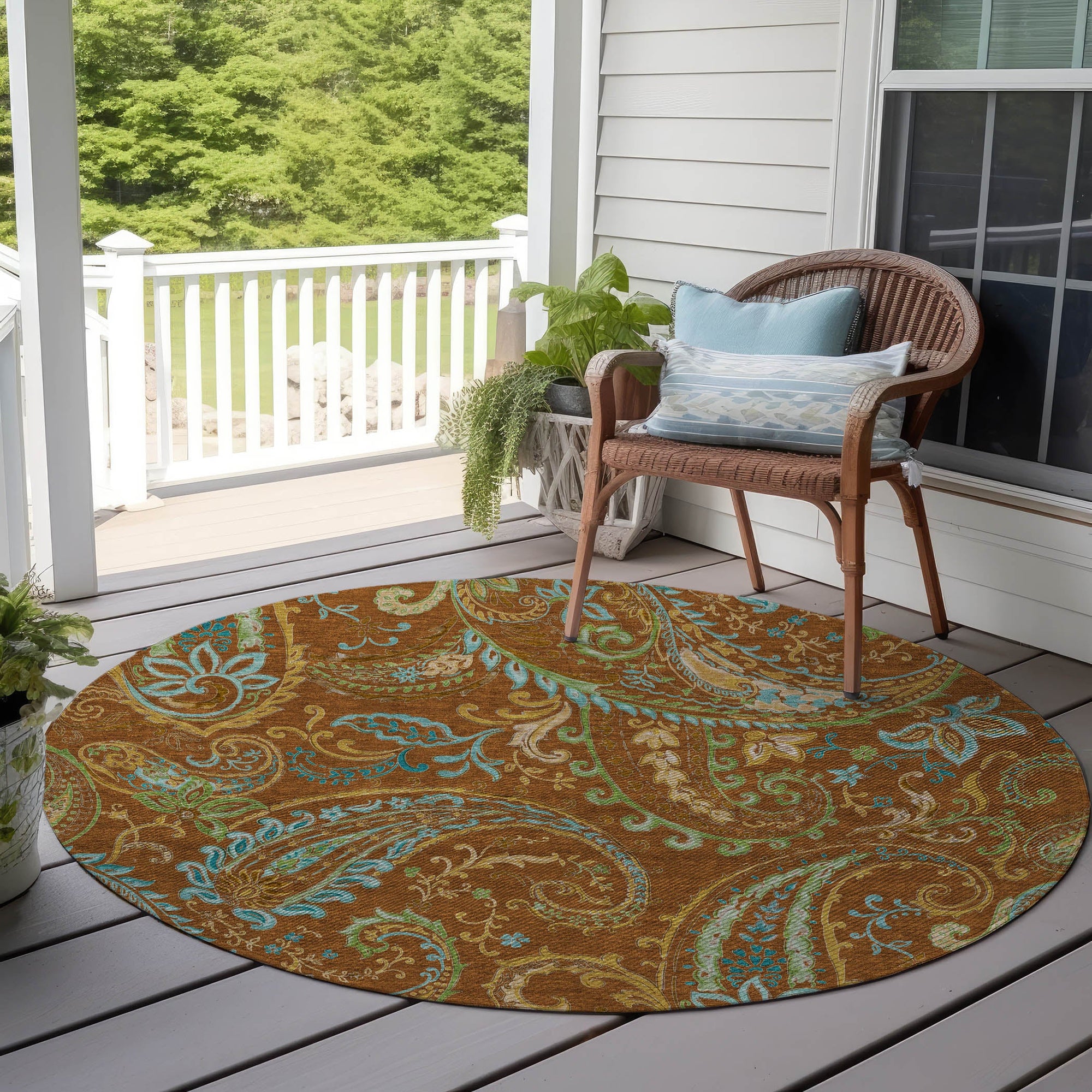 Addison Rugs Paisley Paprika Washable Indoor-Outdoor Rug