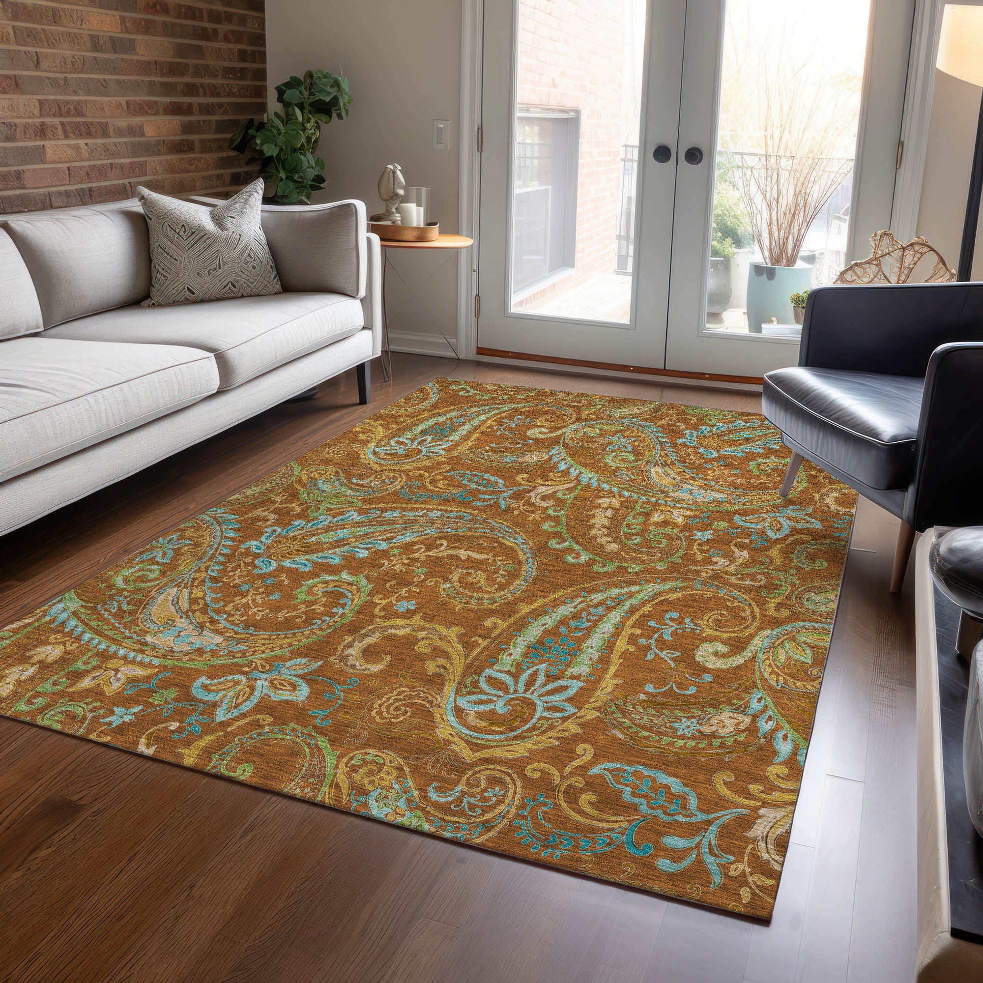 Addison Rugs Paisley Paprika Washable Indoor-Outdoor Rug