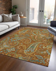 Addison Rugs Paisley Paprika Washable Indoor-Outdoor Rug