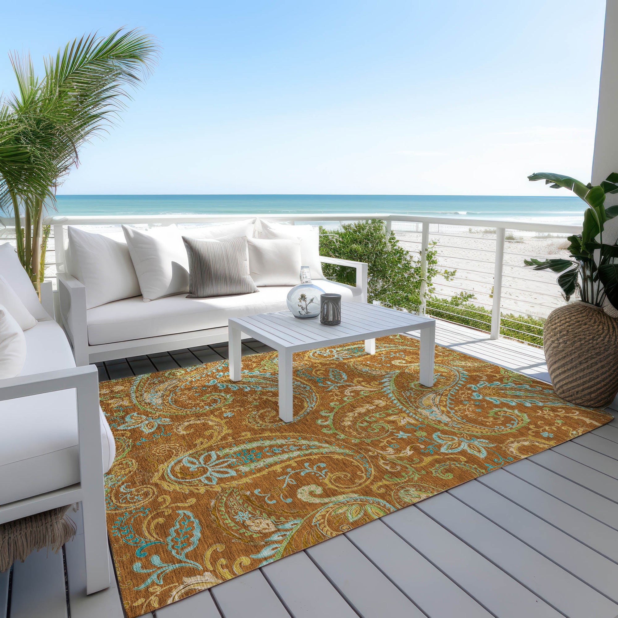 Addison Rugs Paisley Paprika Washable Indoor-Outdoor Rug