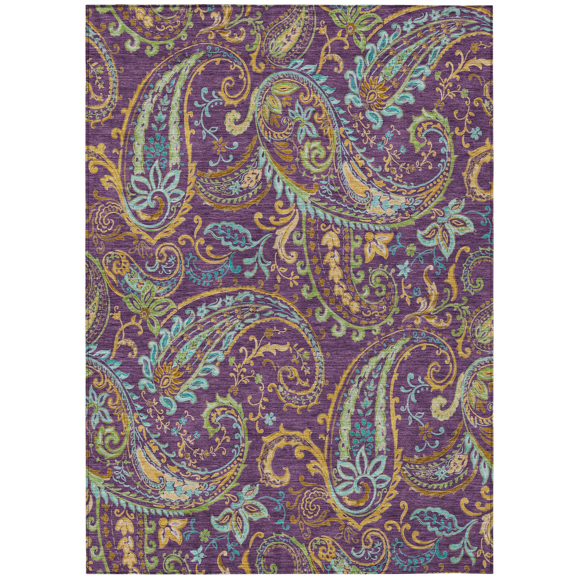 Addison Rugs Paisley Purple Washable Indoor-Outdoor Rug