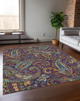 Addison Rugs Paisley Purple Washable Indoor-Outdoor Rug