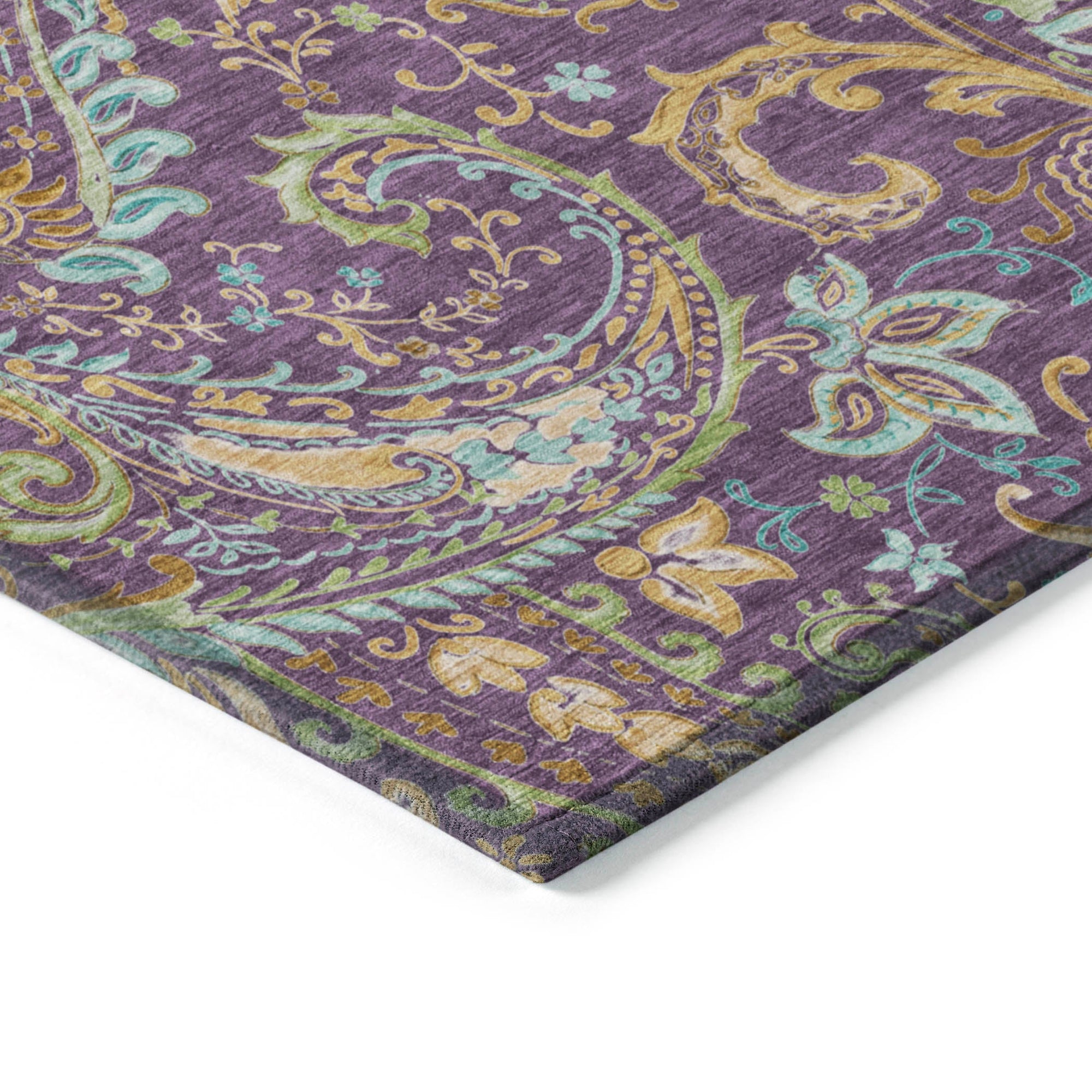 Addison Rugs Paisley Purple Washable Indoor-Outdoor Rug