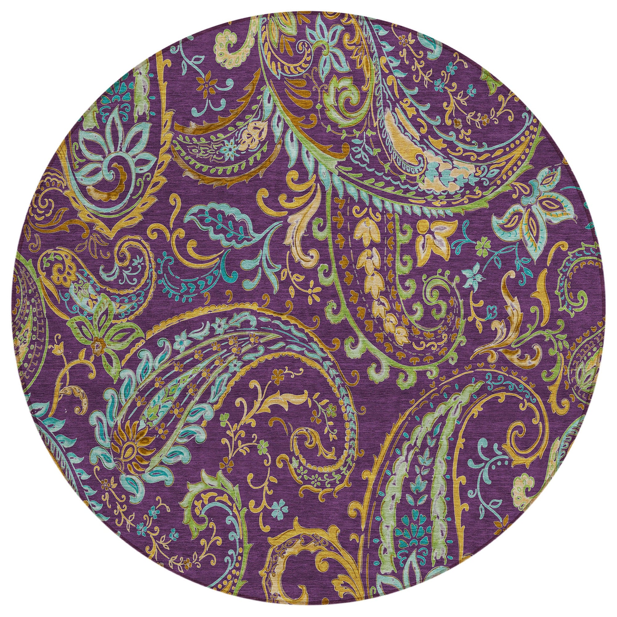 Addison Rugs Paisley Purple Washable Indoor-Outdoor Rug