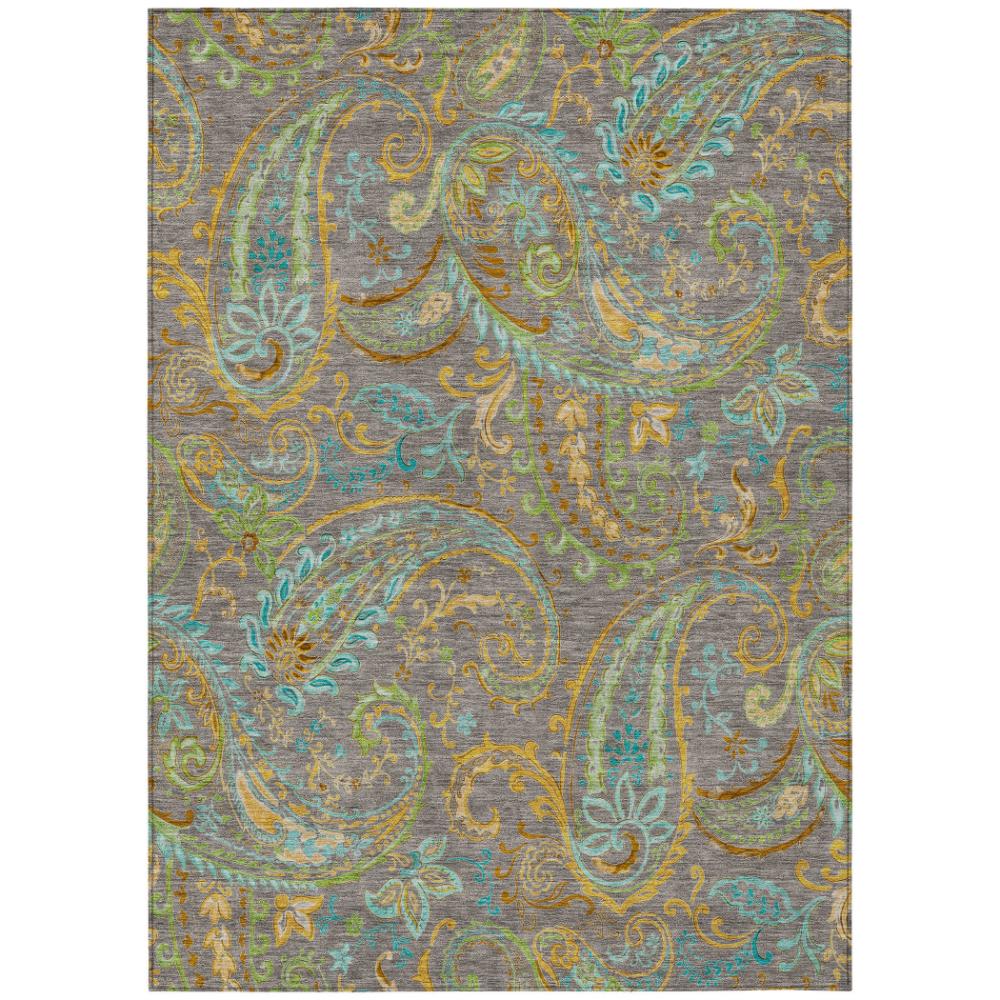 Addison Rugs Paisley Taupe Washable Indoor-Outdoor Rug