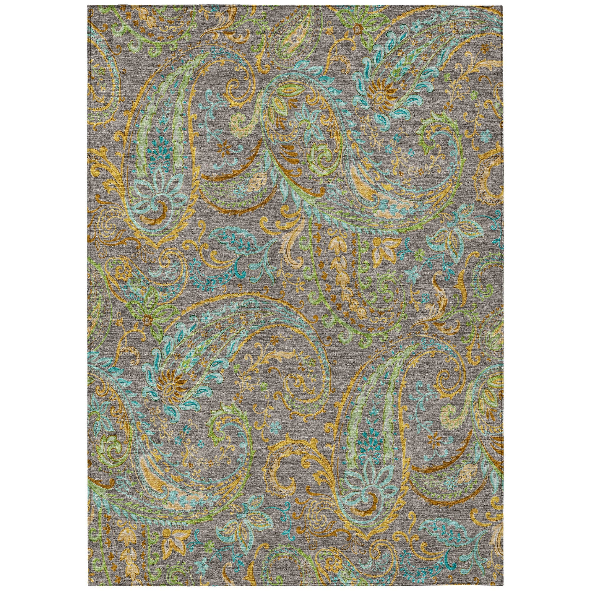 Addison Rugs Paisley Taupe Washable Indoor-Outdoor Rug