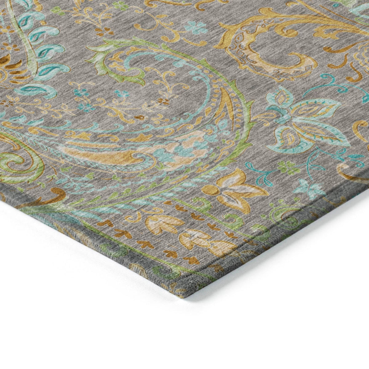 Addison Rugs Paisley Taupe Washable Indoor-Outdoor Rug