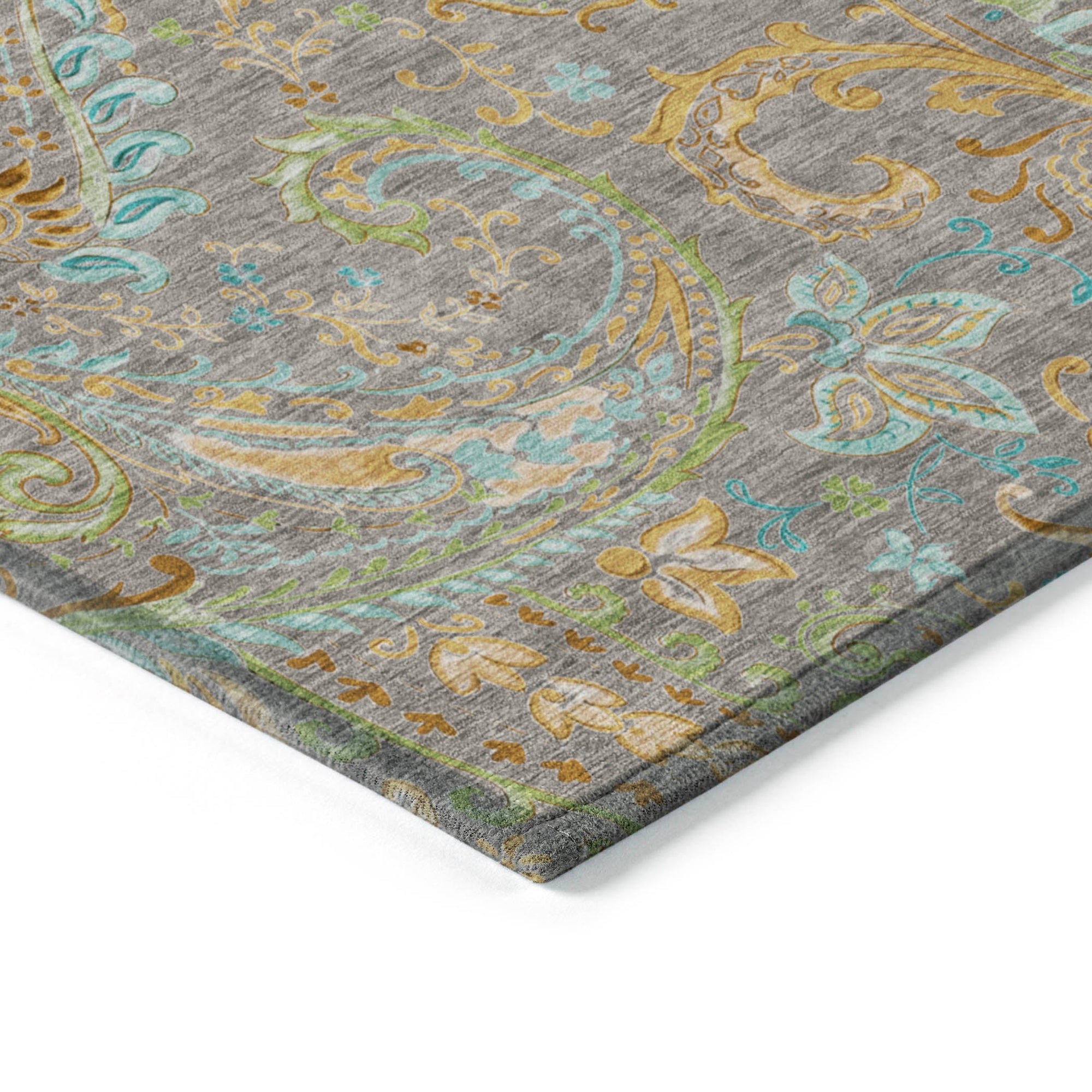 Addison Rugs Paisley Taupe Washable Indoor-Outdoor Rug