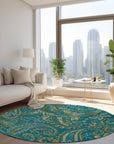 Addison Rugs Paisley Teal Washable Indoor-Outdoor Rug