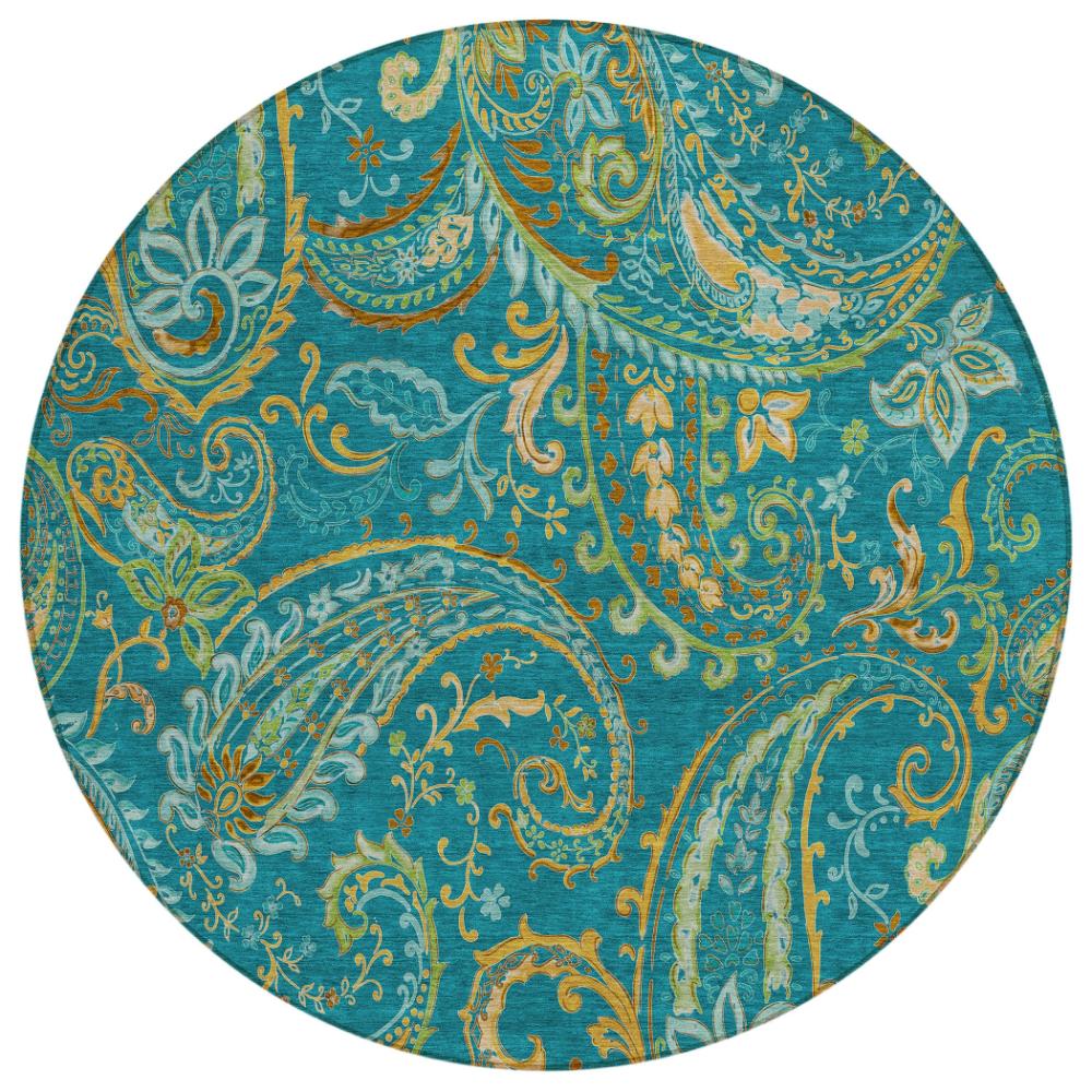 Addison Rugs Paisley Teal Washable Indoor-Outdoor Rug