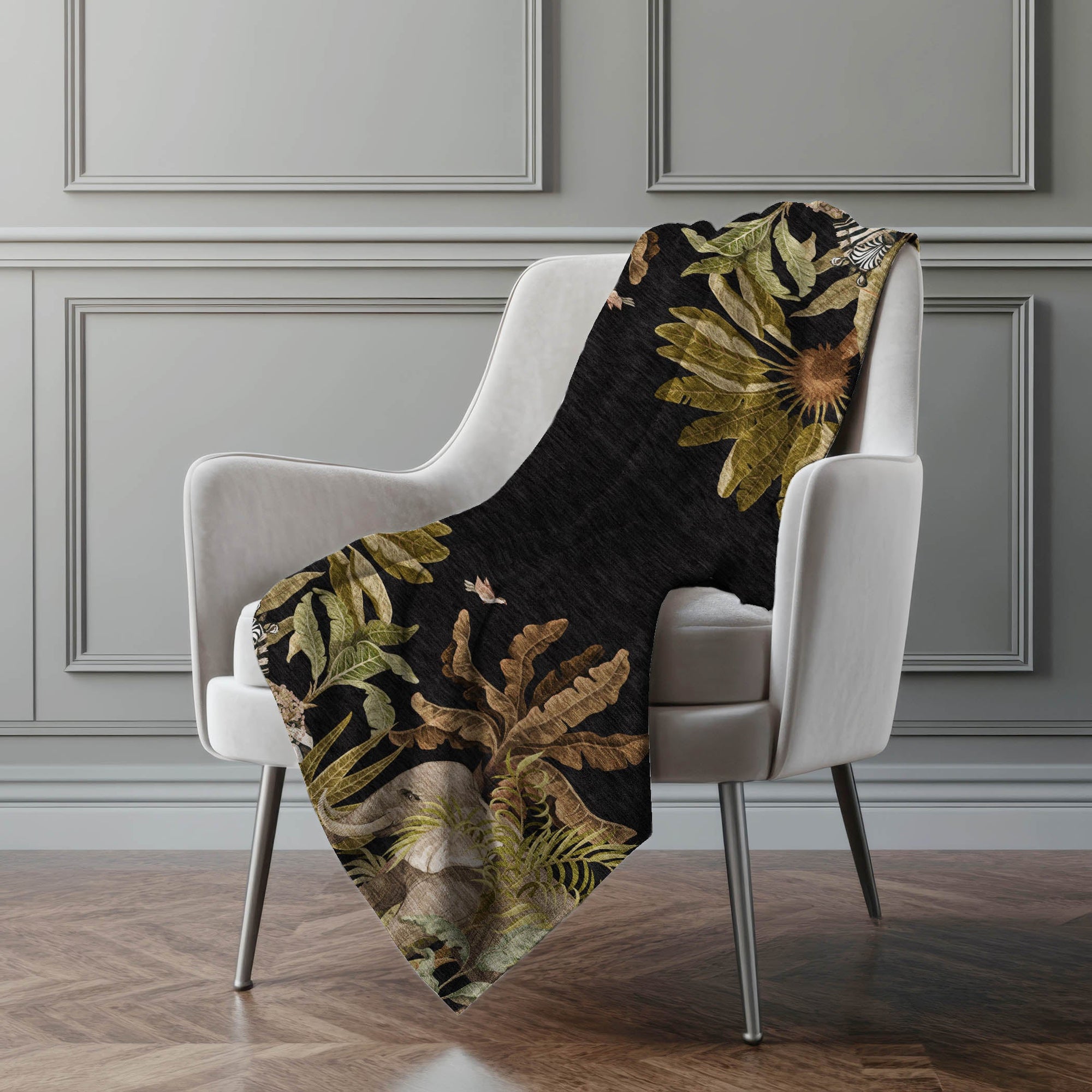 Addison Rugs Palms &amp; Safari Animals 50" x 70" Throw Blanket