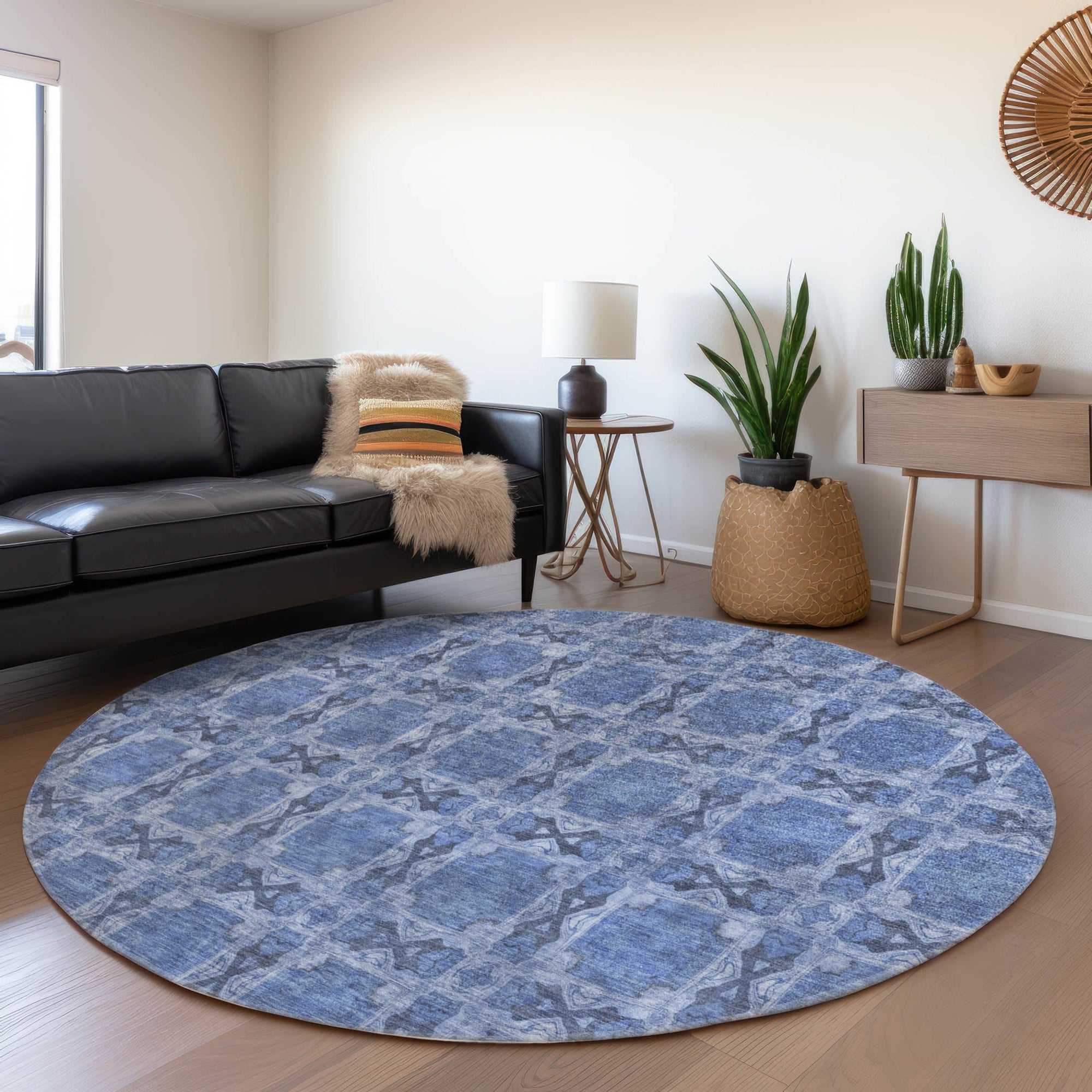 Addison Rugs Panel Blue Washable Indoor-Outdoor Rug