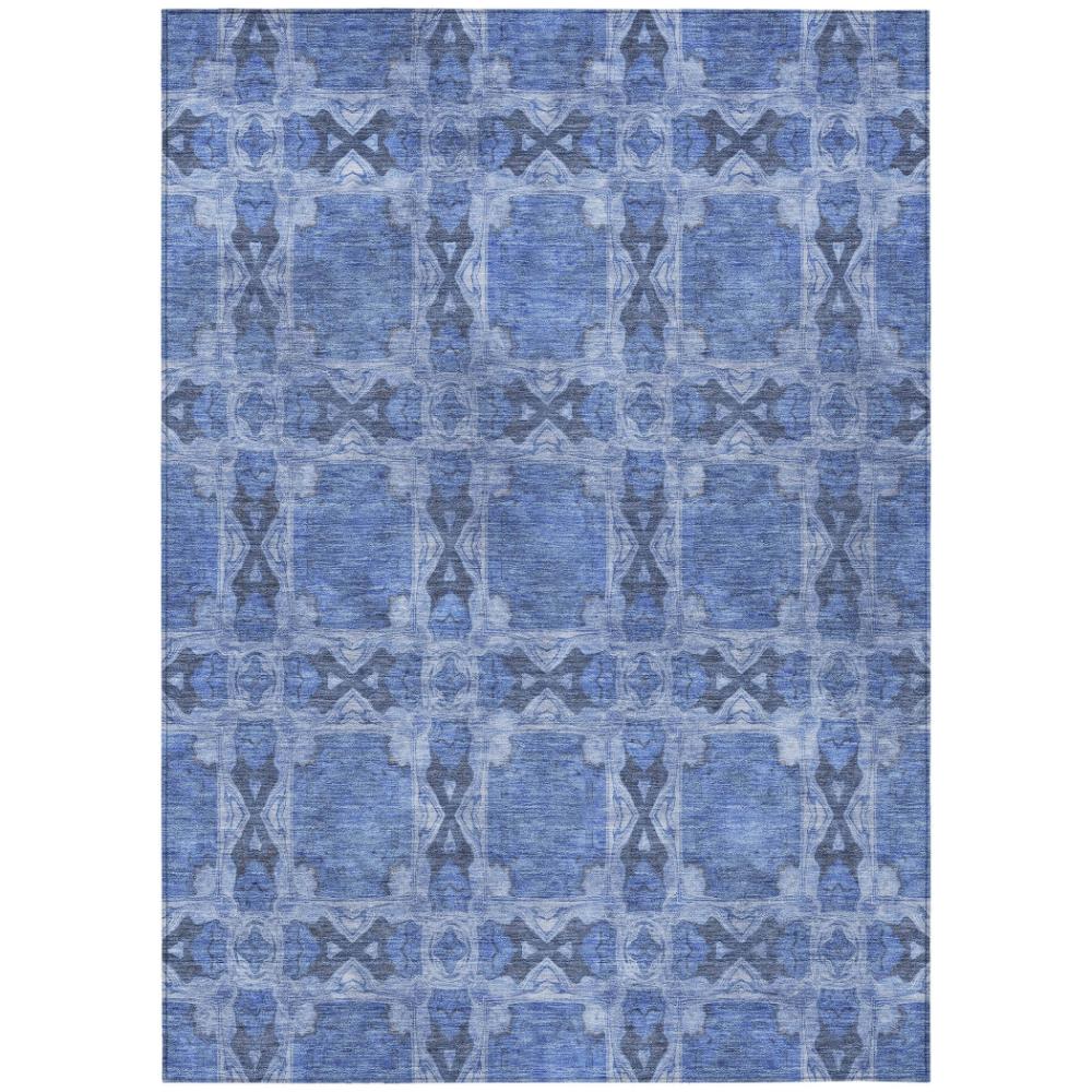 Addison Rugs Panel Blue Washable Indoor-Outdoor Rug