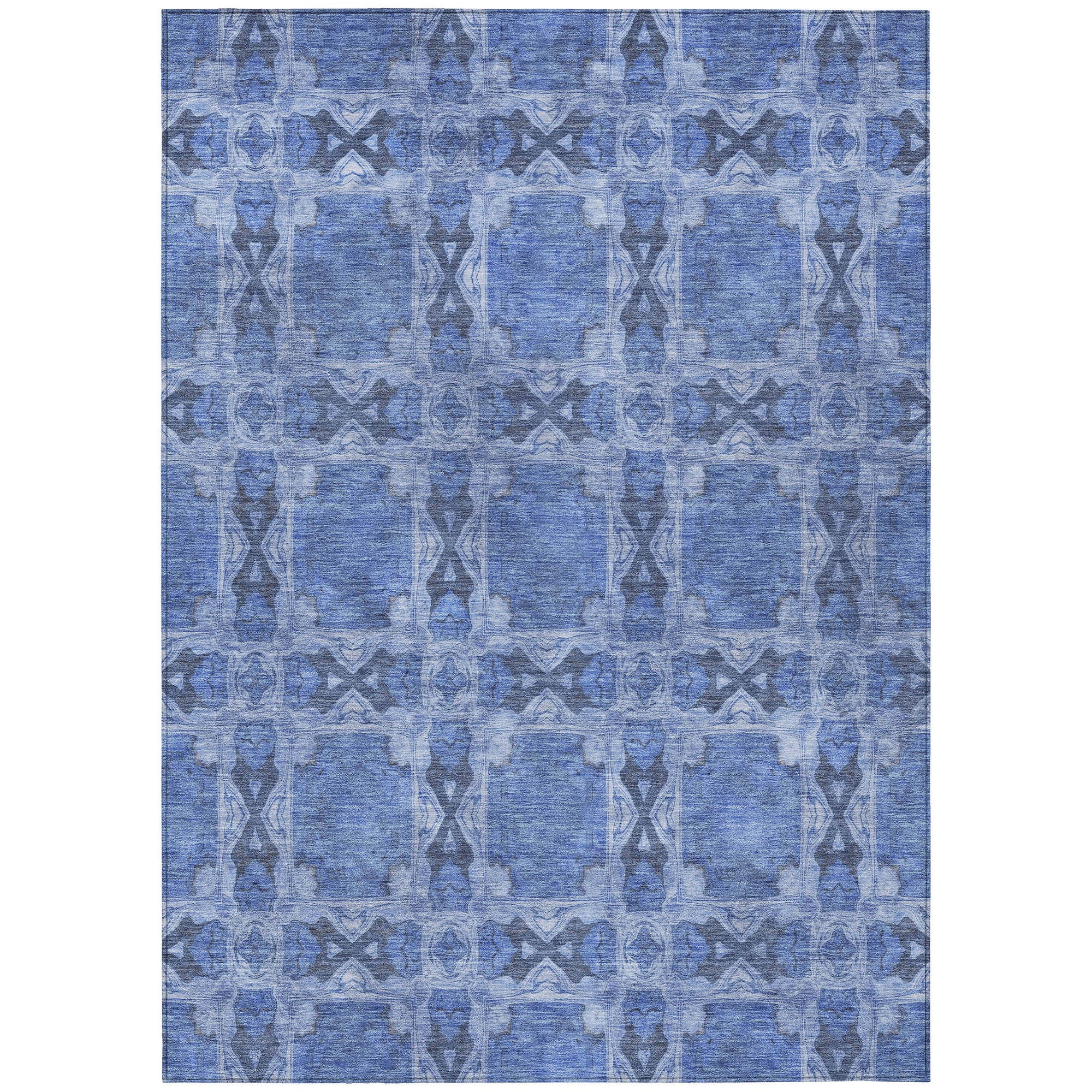 Addison Rugs Panel Blue Washable Indoor-Outdoor Rug