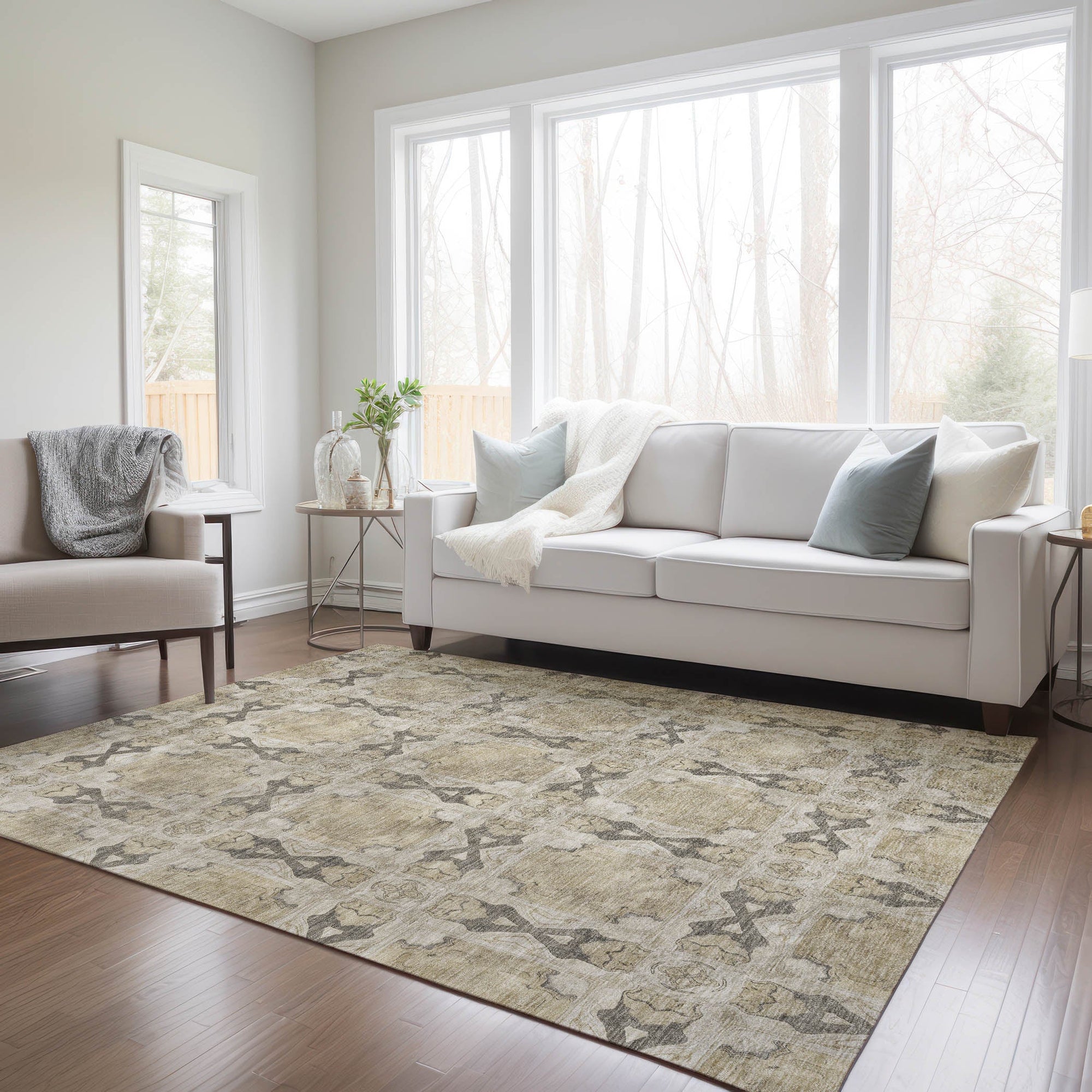 Addison Rugs Panel Brown Washable Indoor-Outdoor Rug