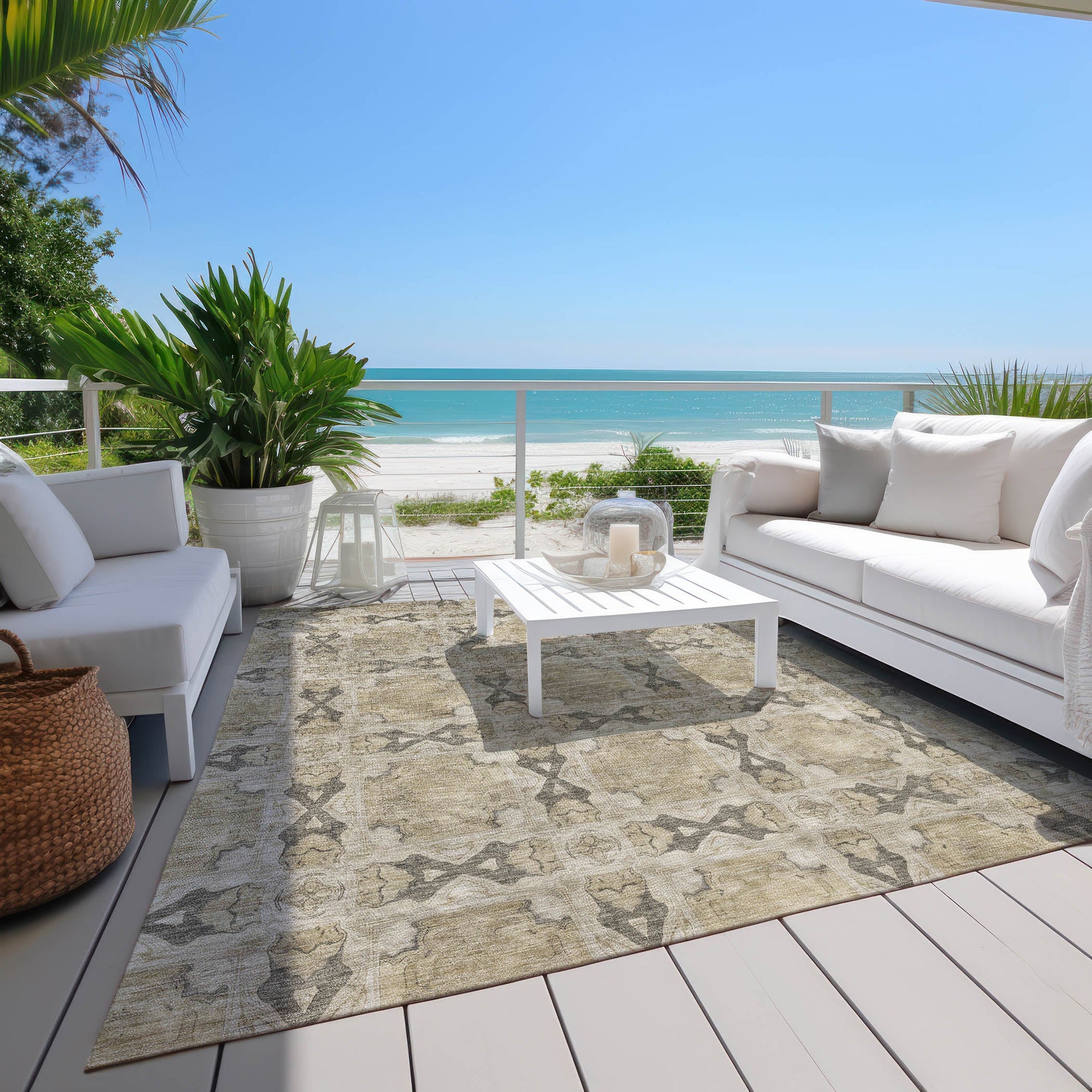 Addison Rugs Panel Brown Washable Indoor-Outdoor Rug