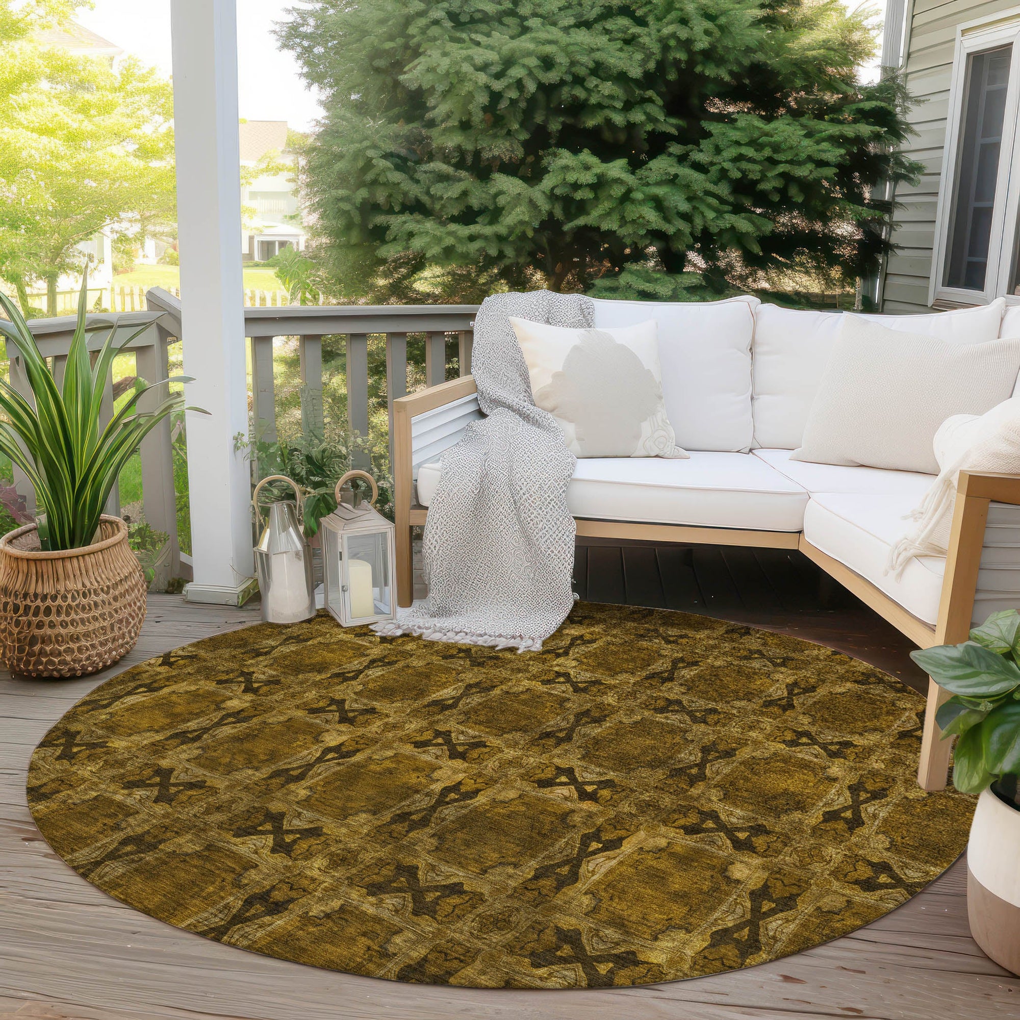 Addison Rugs Panel Chocolate Washable Indoor-Outdoor Rug