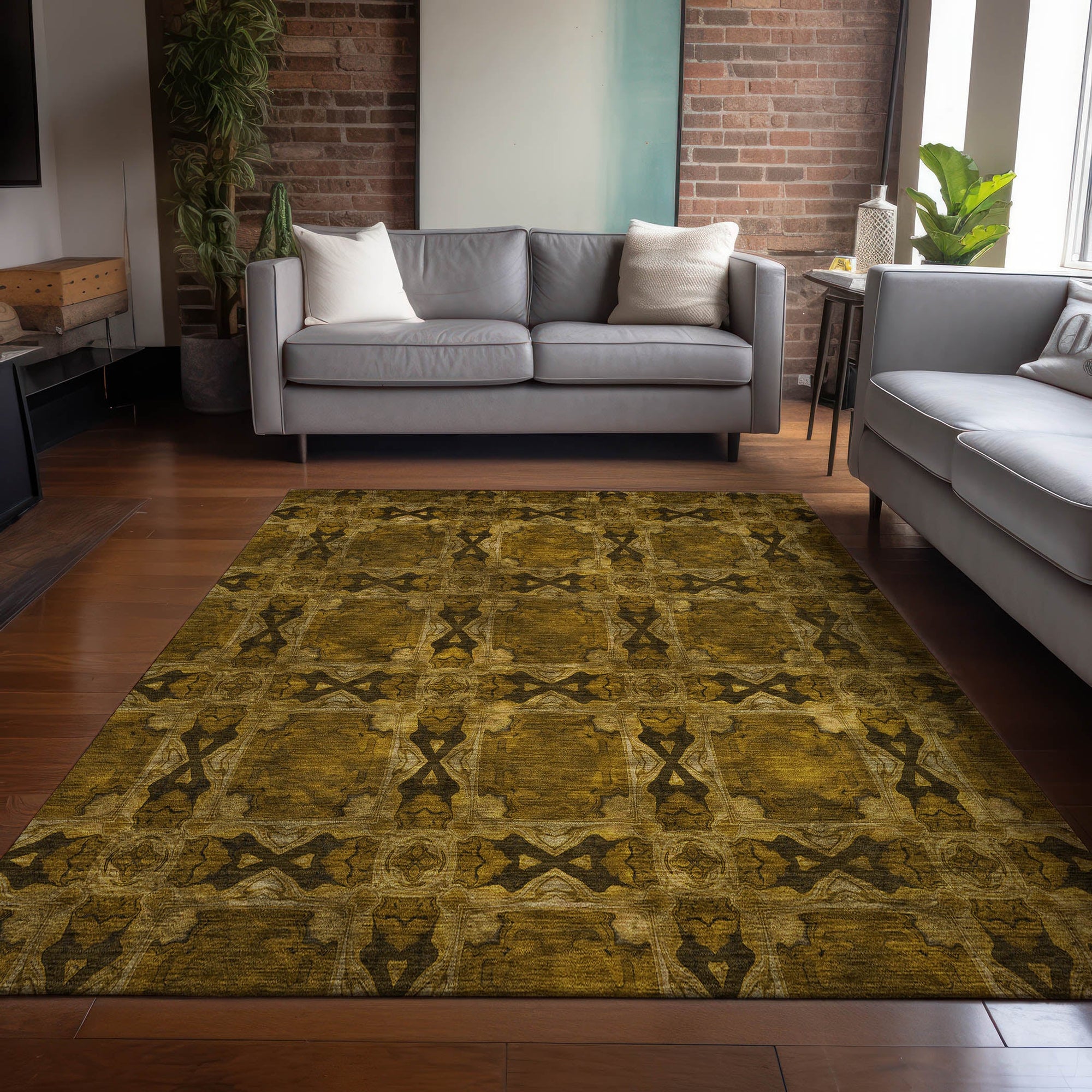 Addison Rugs Panel Chocolate Washable Indoor-Outdoor Rug
