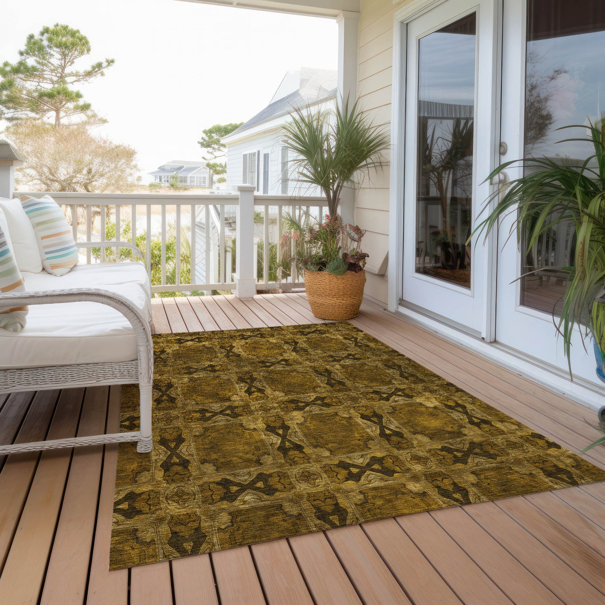 Addison Rugs Panel Chocolate Washable Indoor-Outdoor Rug