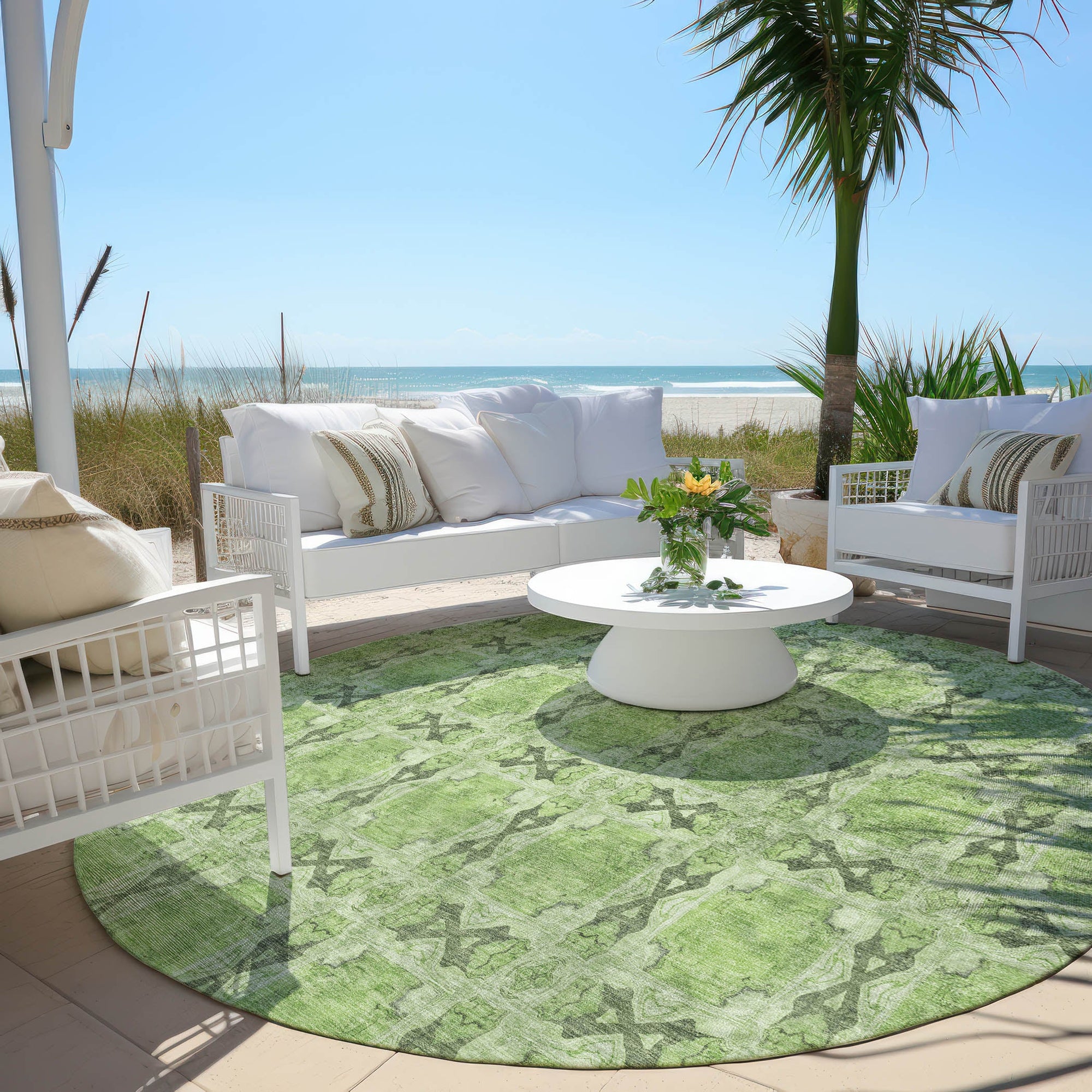 Addison Rugs Panel Green Washable Indoor-Outdoor Rug