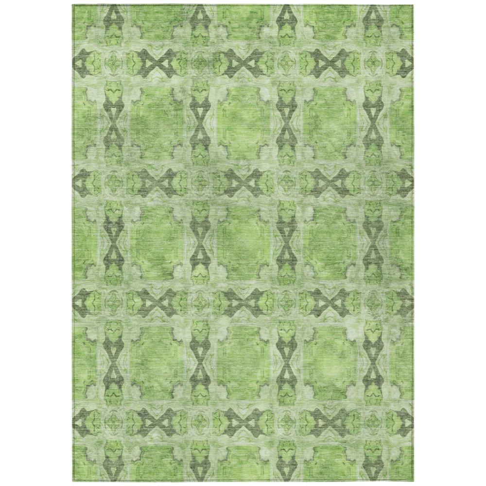 Addison Rugs Panel Green Washable Indoor-Outdoor Rug