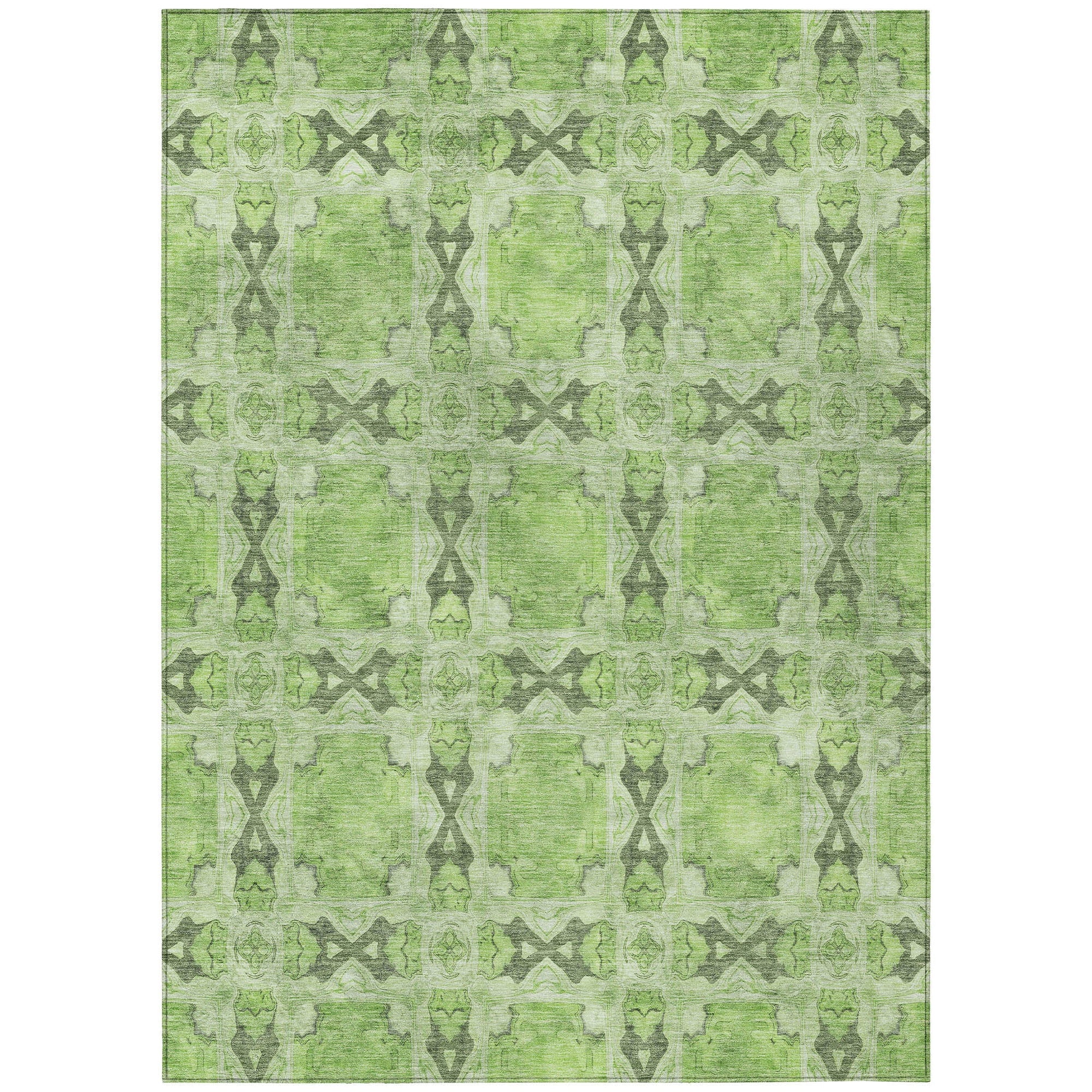 Addison Rugs Panel Green Washable Indoor-Outdoor Rug