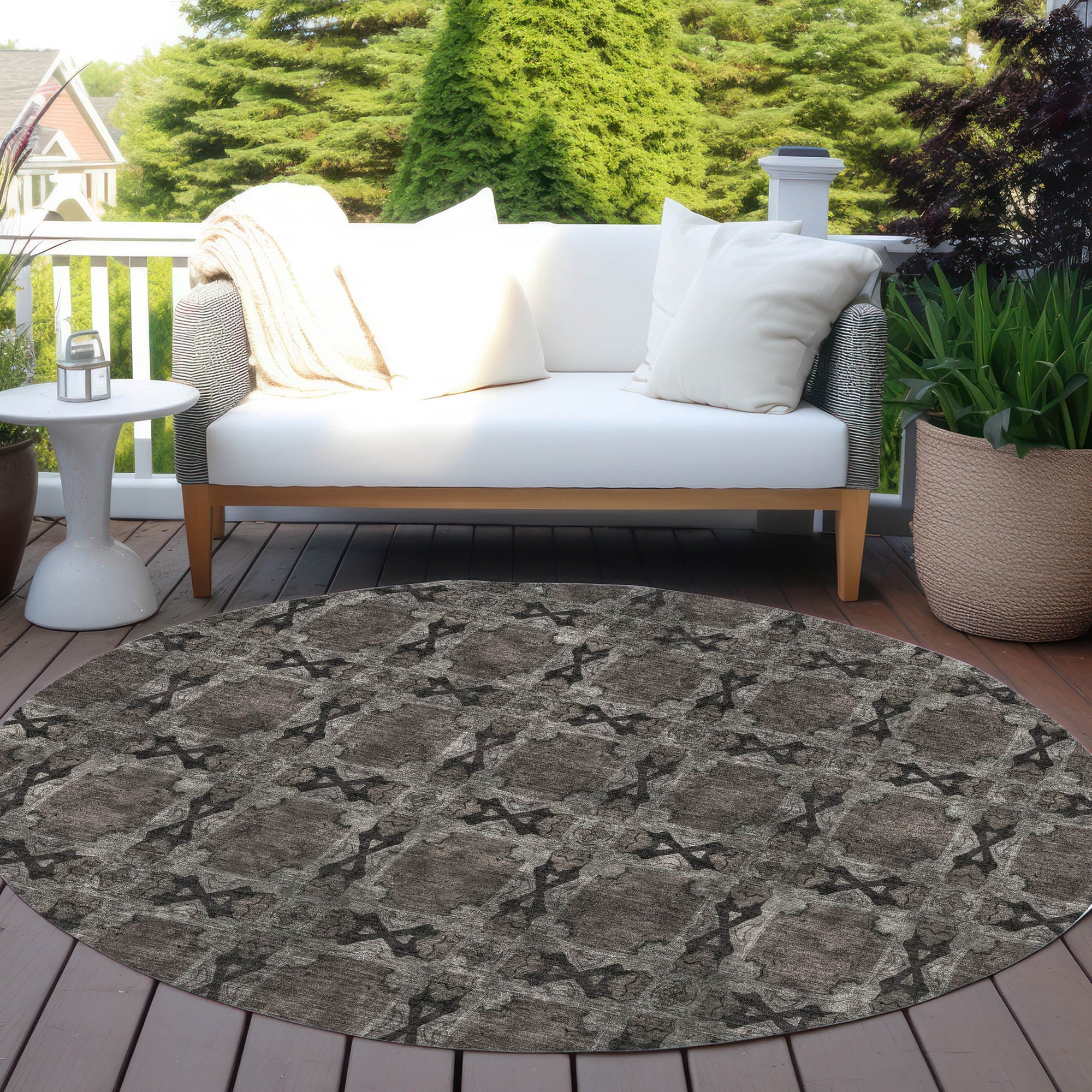 Addison Rugs Panel Grey Washable Indoor-Outdoor Rug
