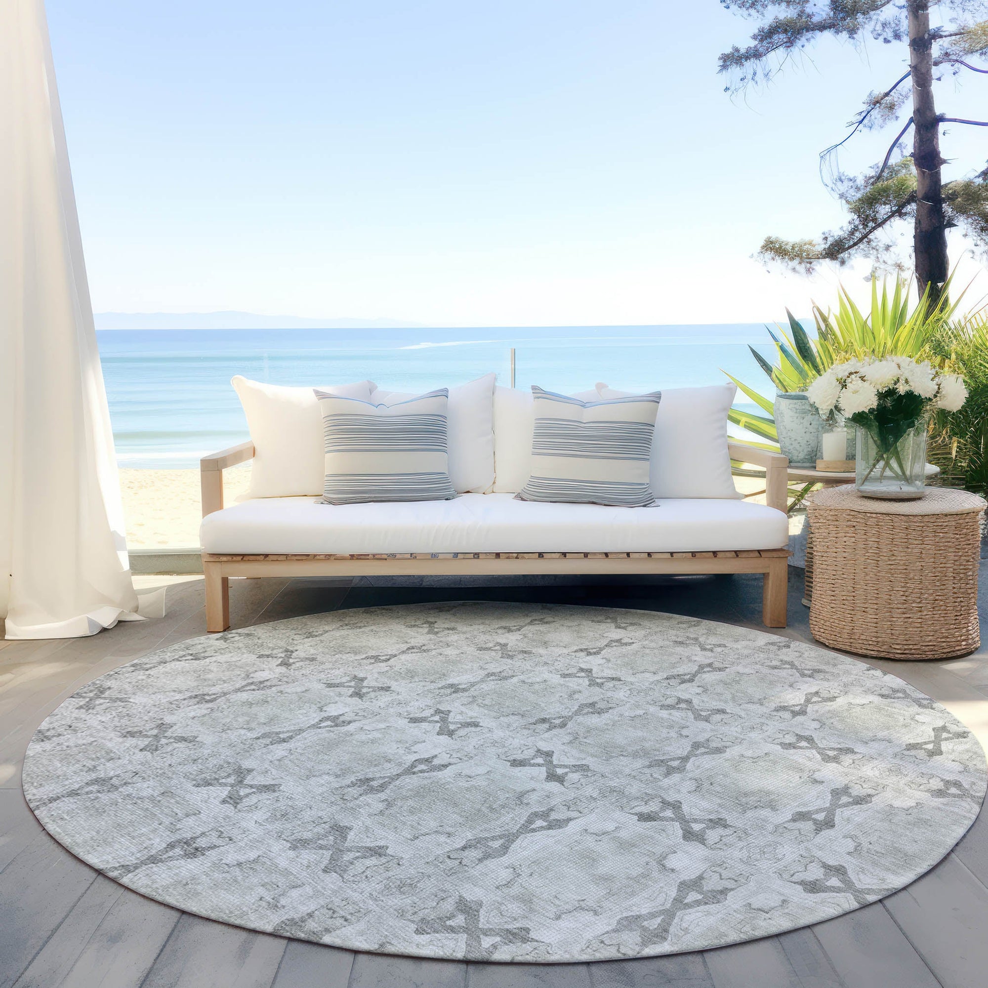 Addison Rugs Panel Ivory Washable Indoor-Outdoor Rug
