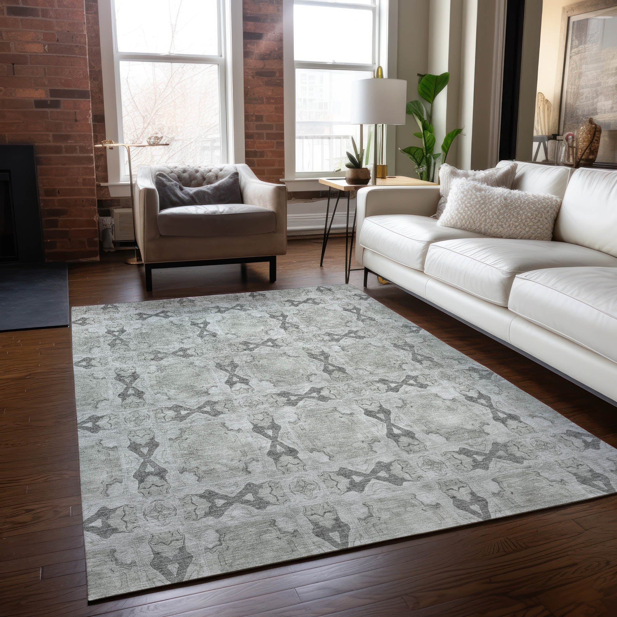 Addison Rugs Panel Ivory Washable Indoor-Outdoor Rug
