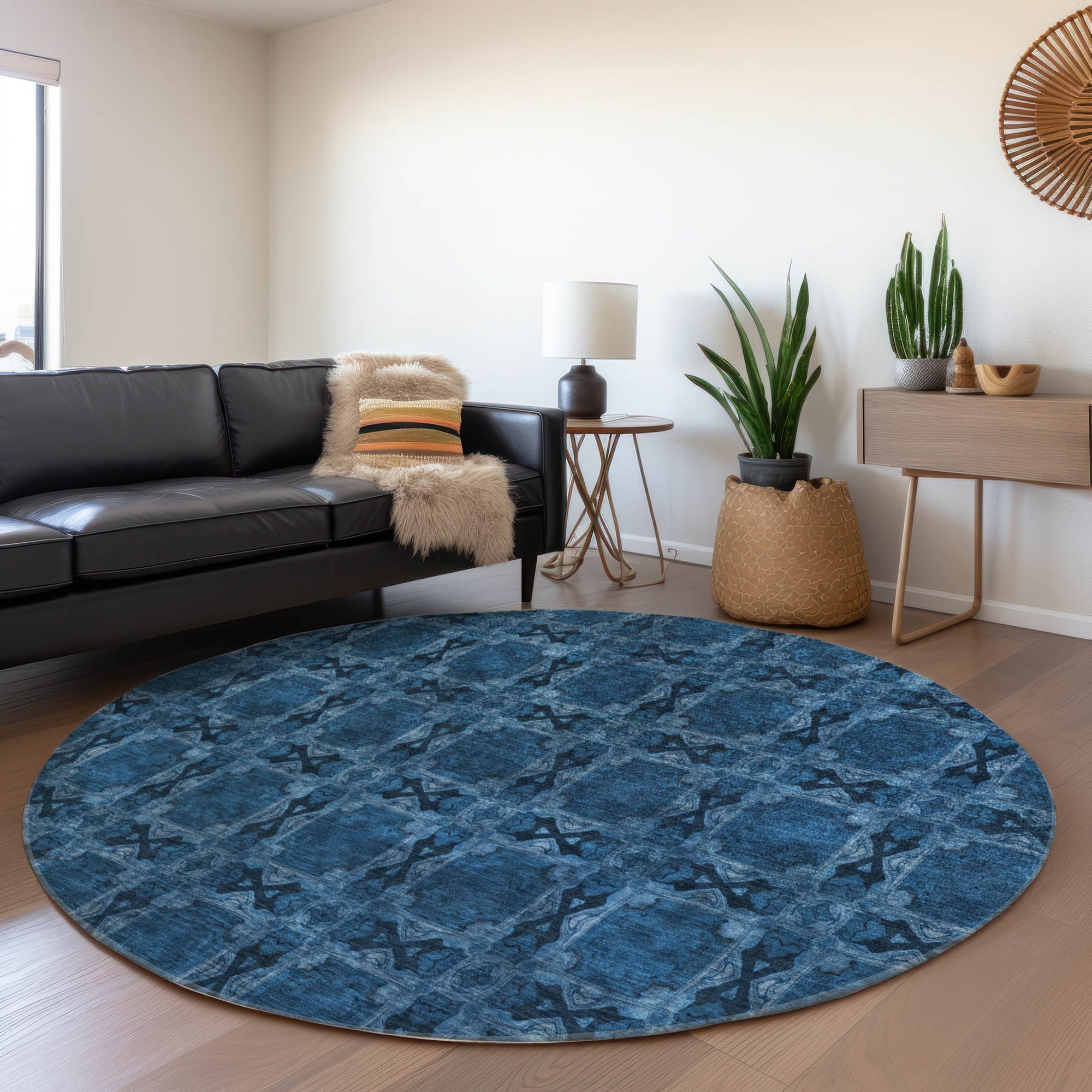 Addison Rugs Panel Navy Washable Indoor-Outdoor Rug