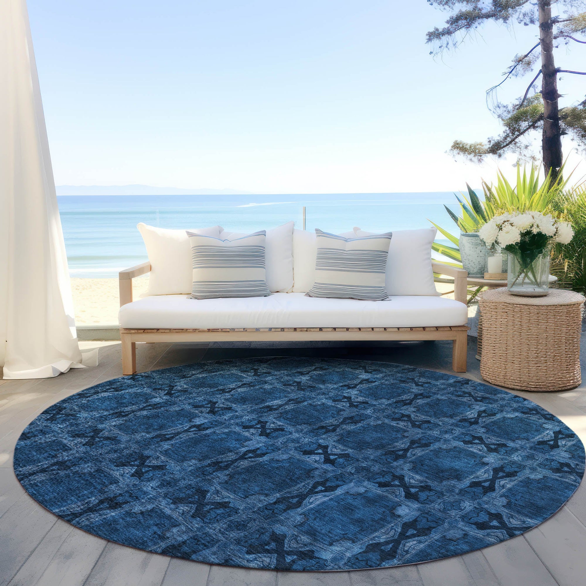 Addison Rugs Panel Navy Washable Indoor-Outdoor Rug