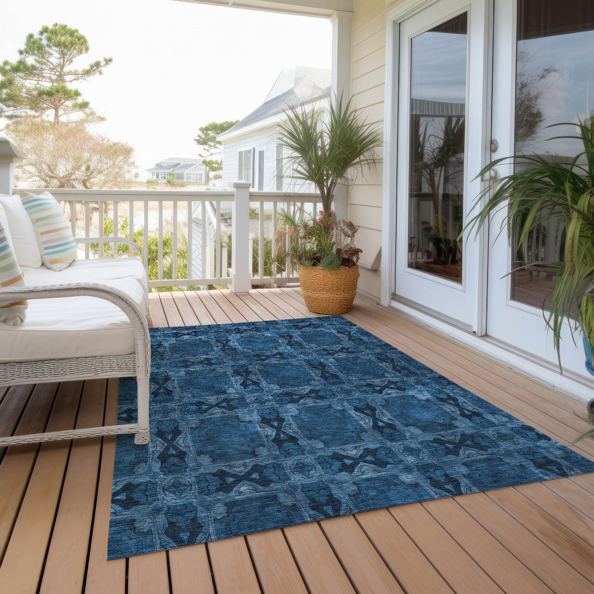 Addison Rugs Panel Navy Washable Indoor-Outdoor Rug