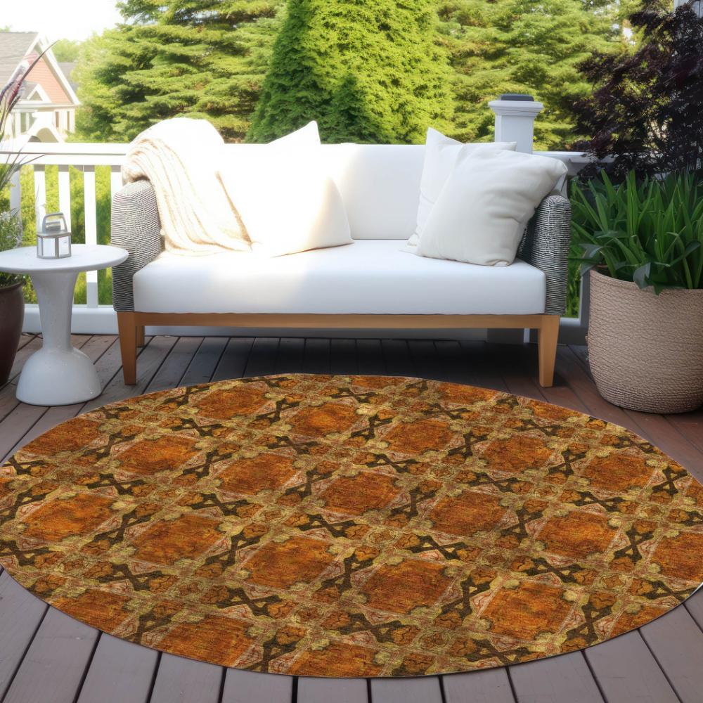 Addison Rugs Panel Orange Washable Indoor-Outdoor Rug